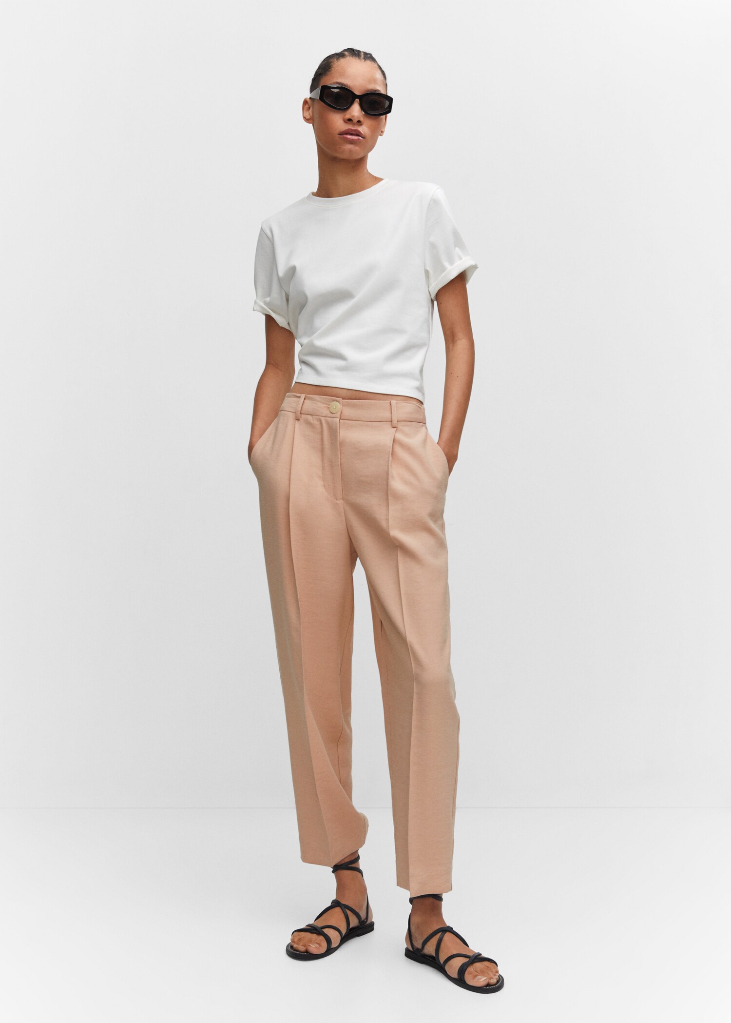 Straight-fit pleated trousers - General plane