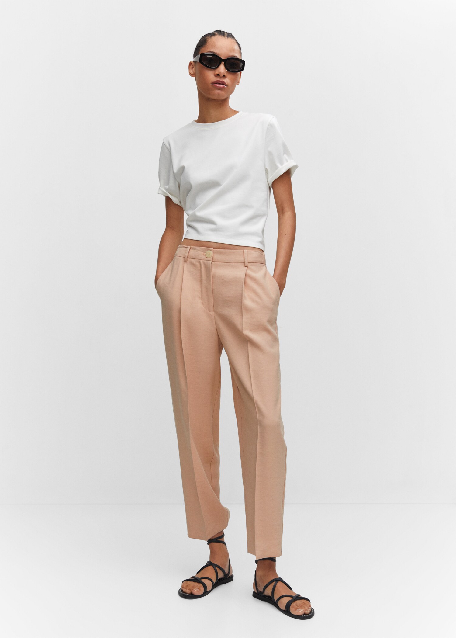 Pleat straight trousers - General plane