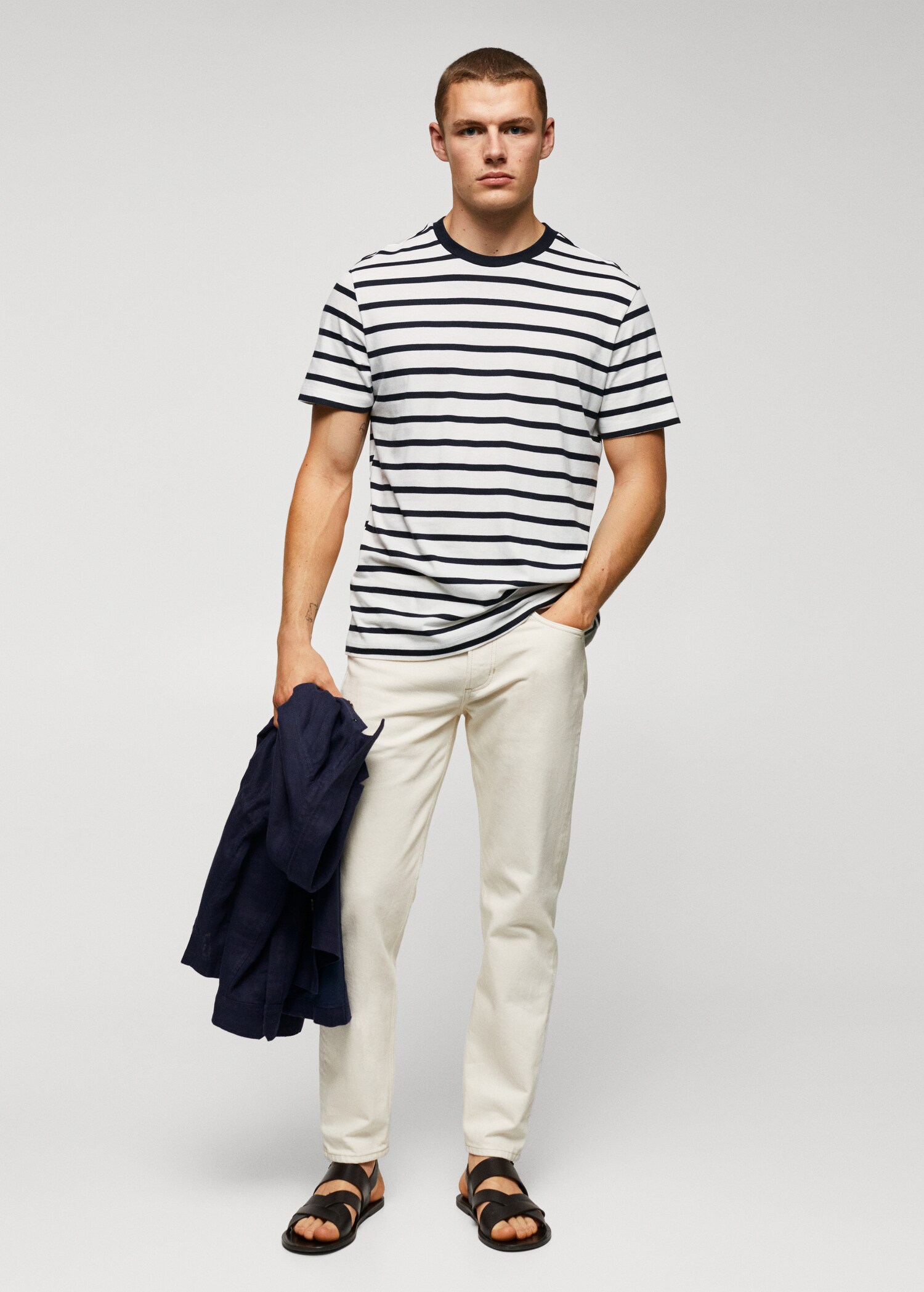 T-shirt maille coton modal rayures - Plan général