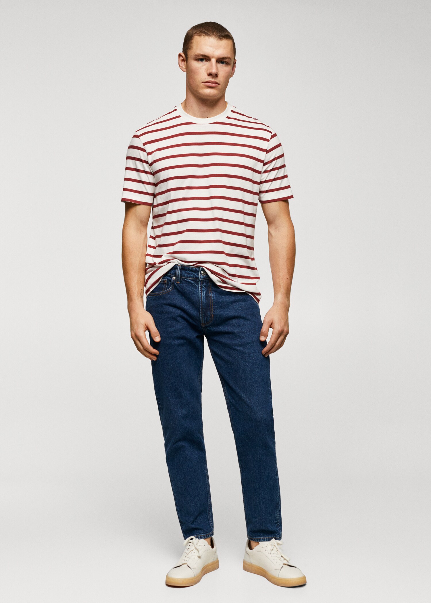 T-shirt maille coton modal rayures - Plan général