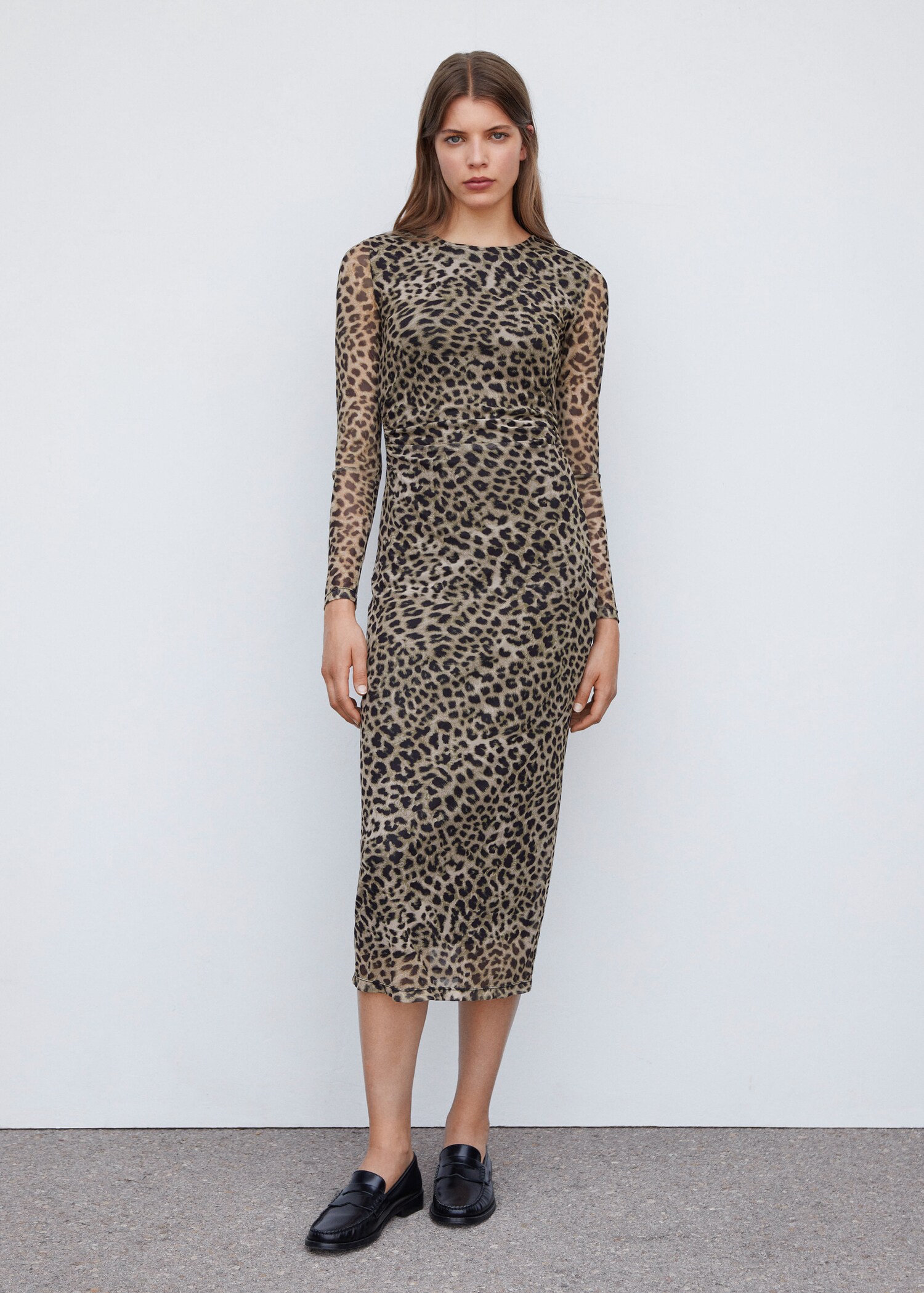 Midi-Kleid mit Animal Print - Allgemeine Ansicht