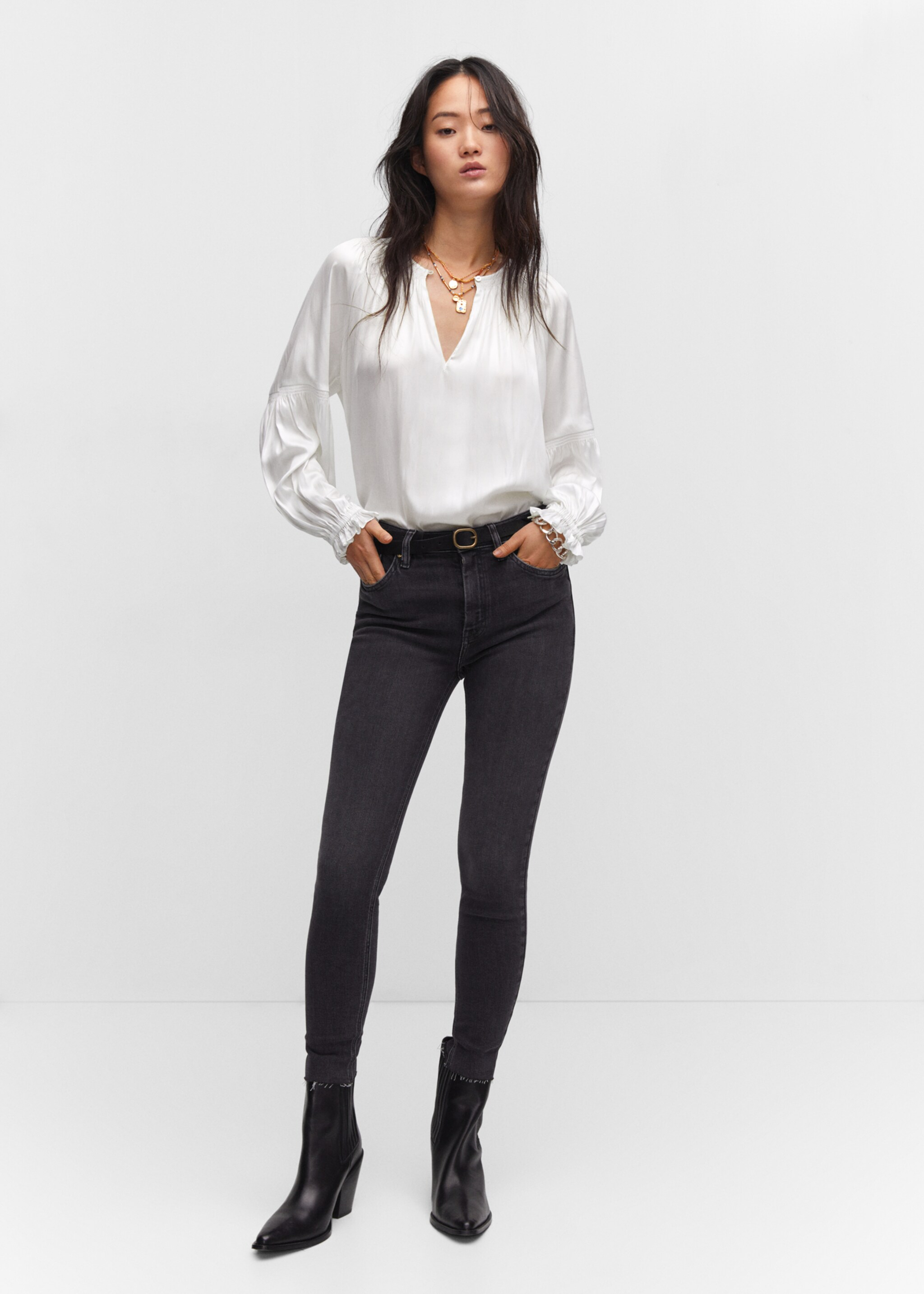 Blouse froncée bouton - Plan général