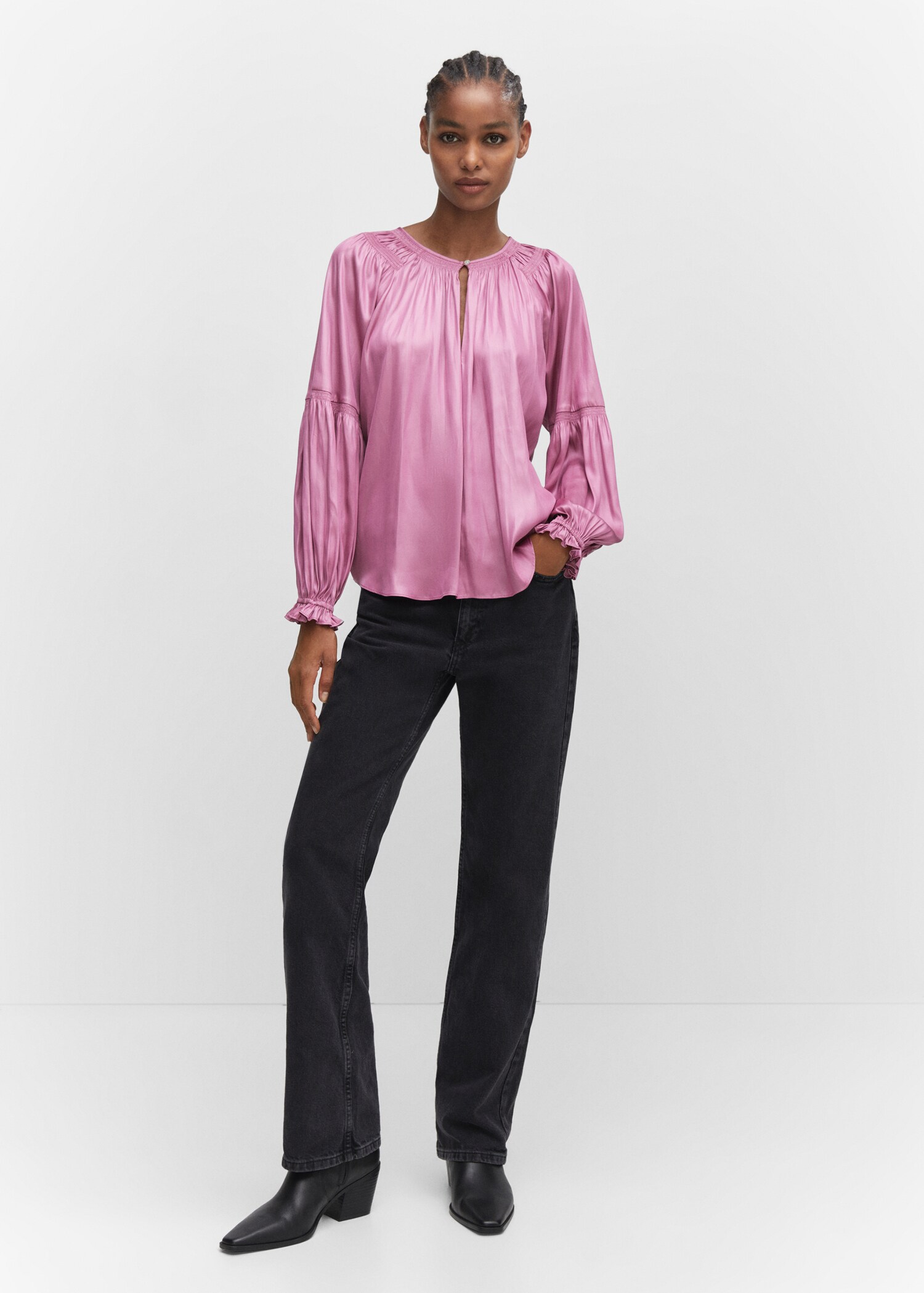 Blouse froncée bouton - Plan général