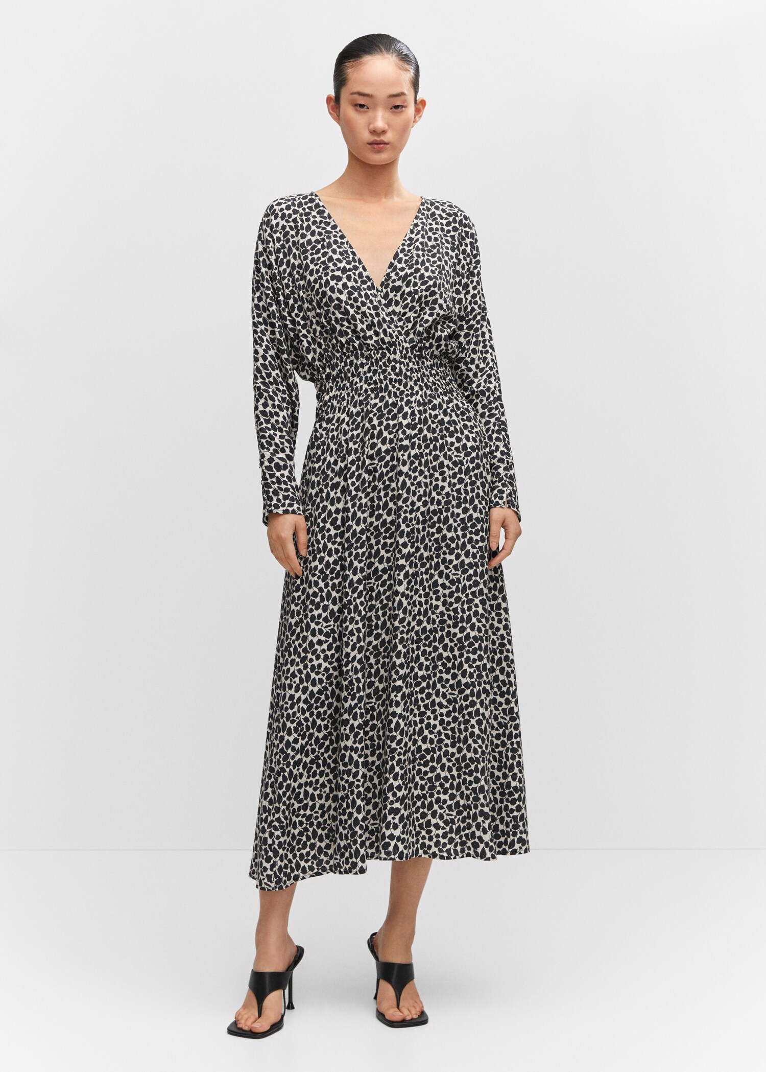 Vestit estampat detall frunzit - Pla general