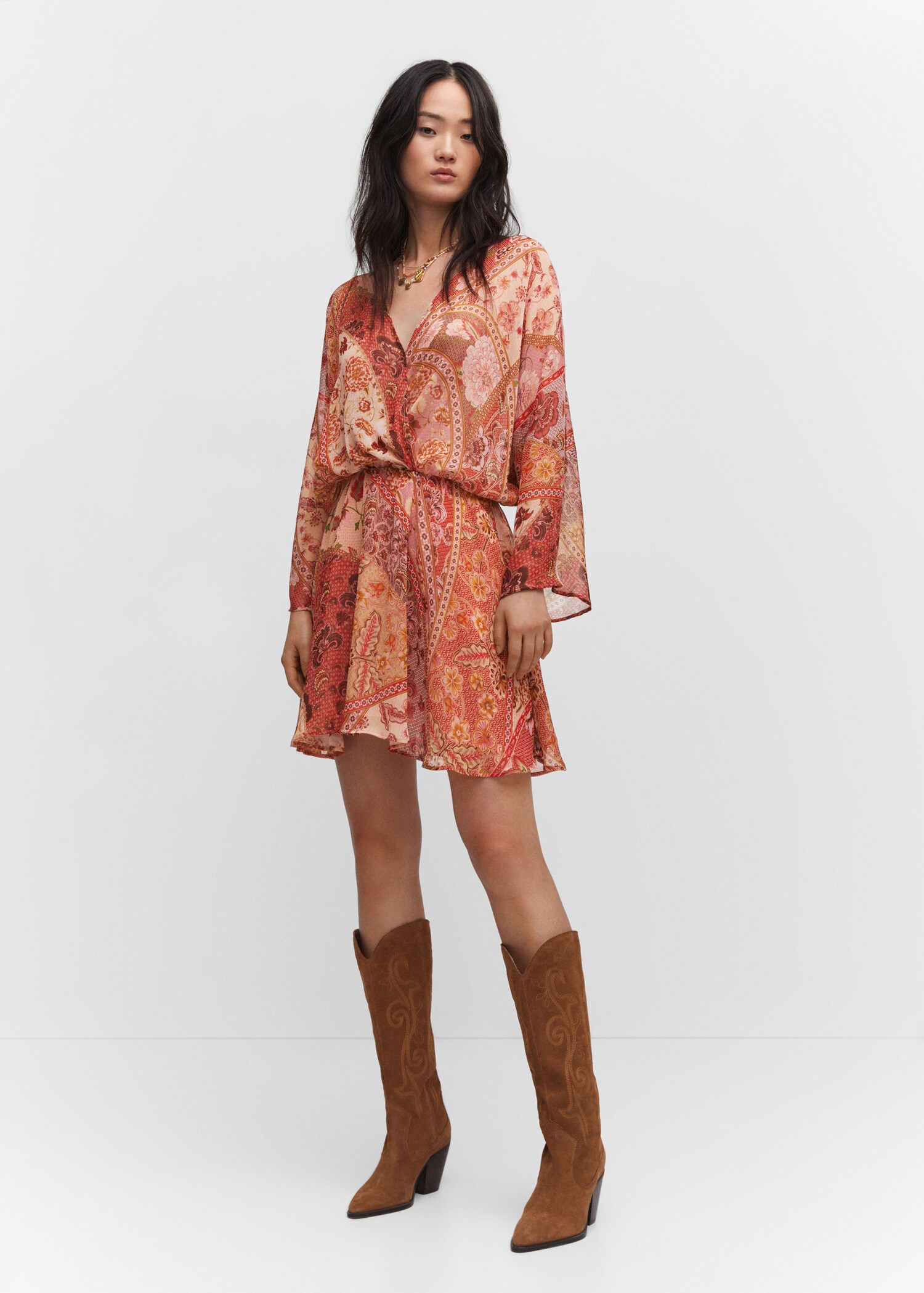 Printed chiffon dress - General plane
