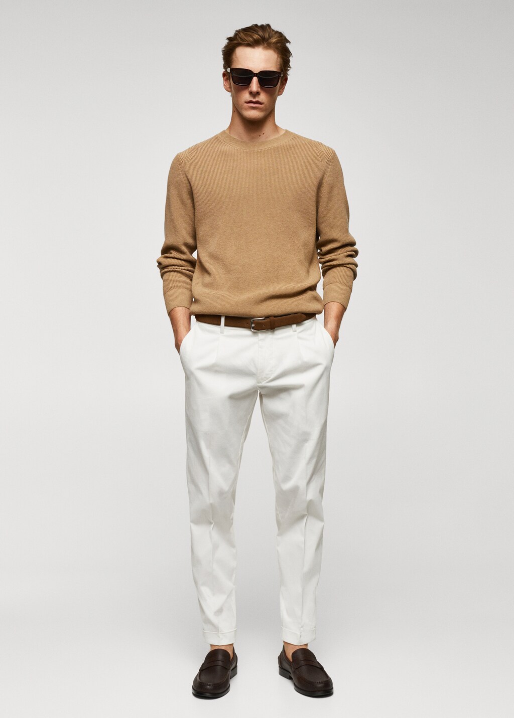 Slim-fit cotton pleated trousers - Men | MANGO OUTLET USA