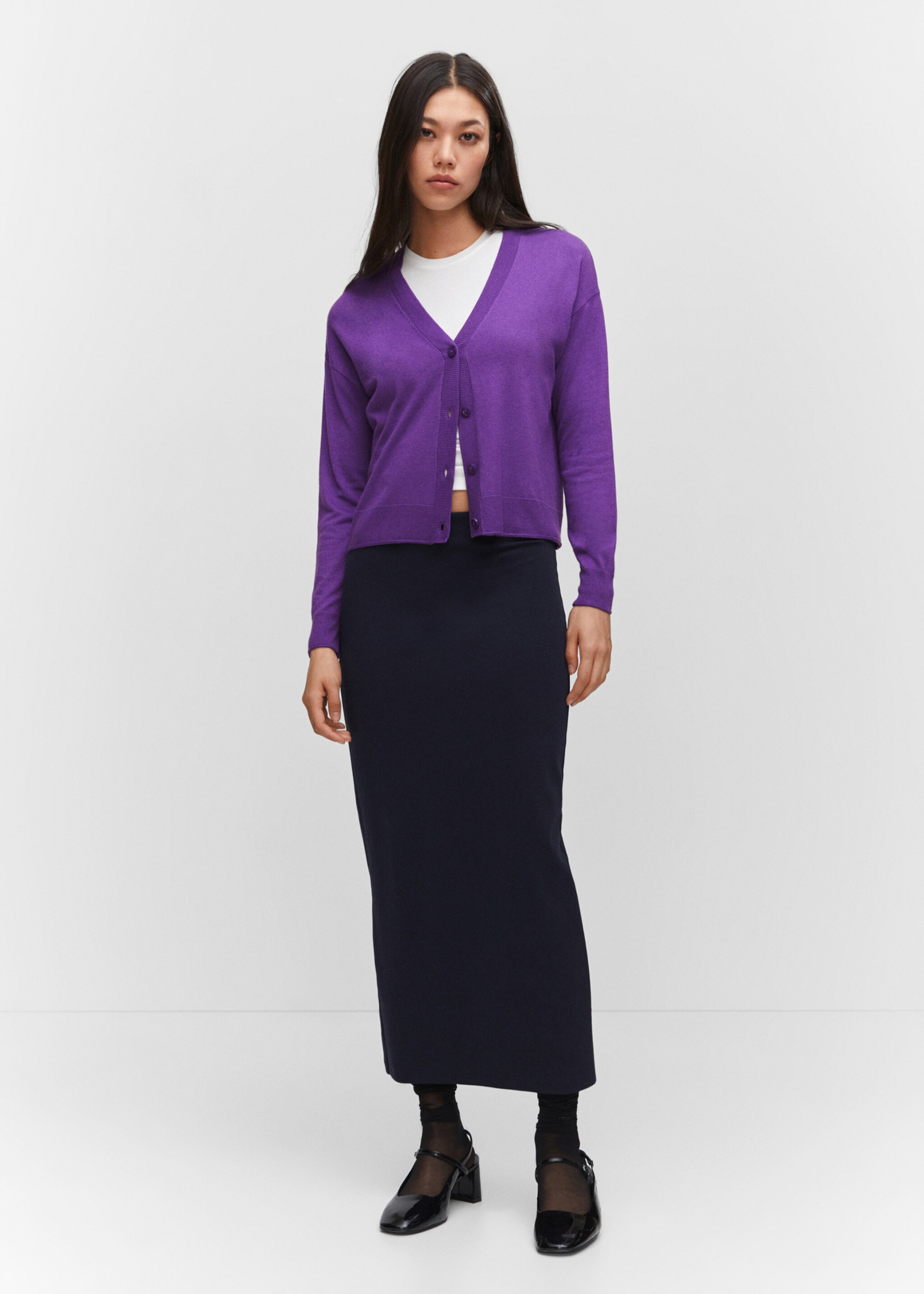 Fine-knit cardigan - General plane, Purple. Ref: 57044407-00.