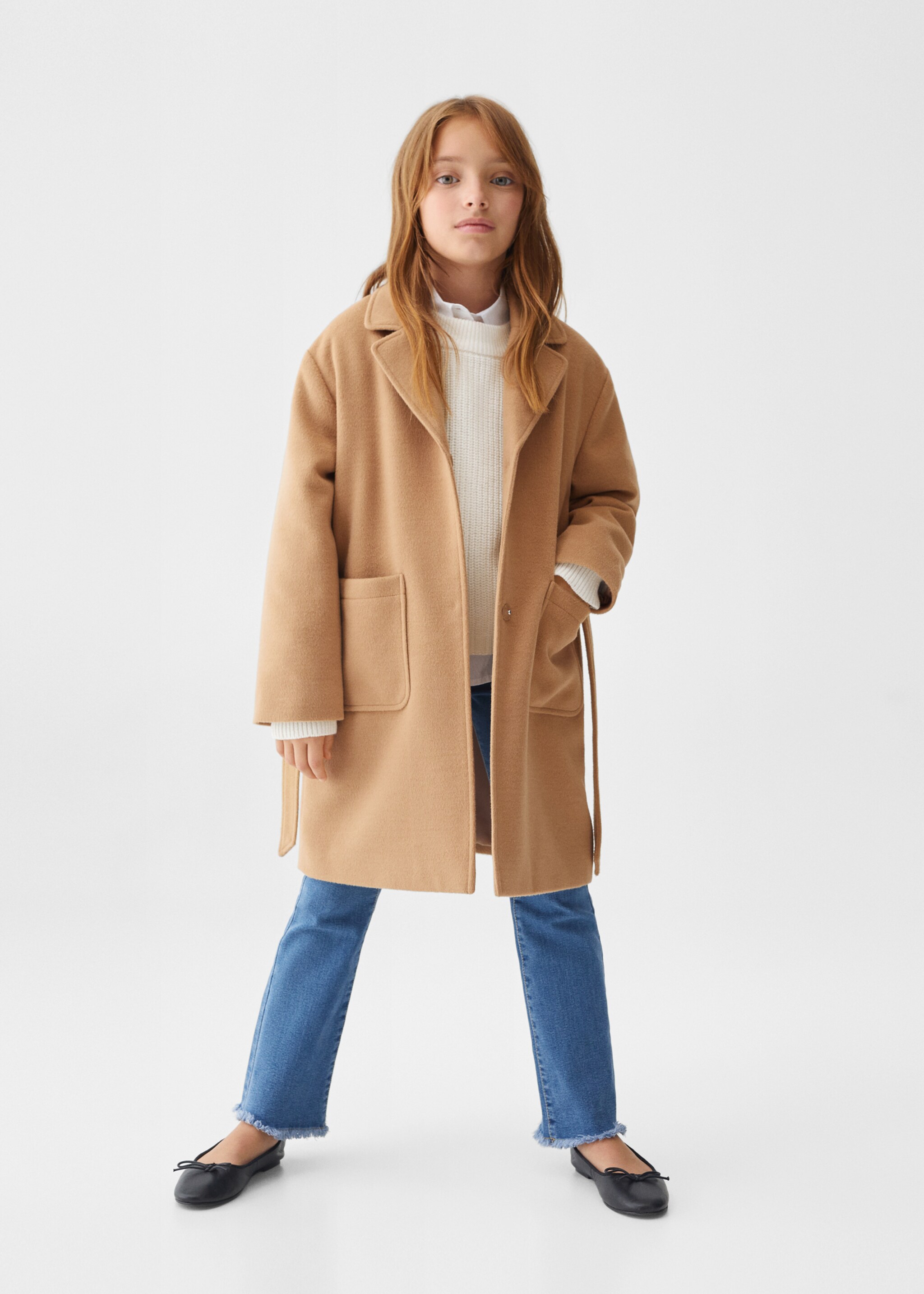 Coat with lapels and belt - General plane, Medium Brown. Ref: 57044759-00.