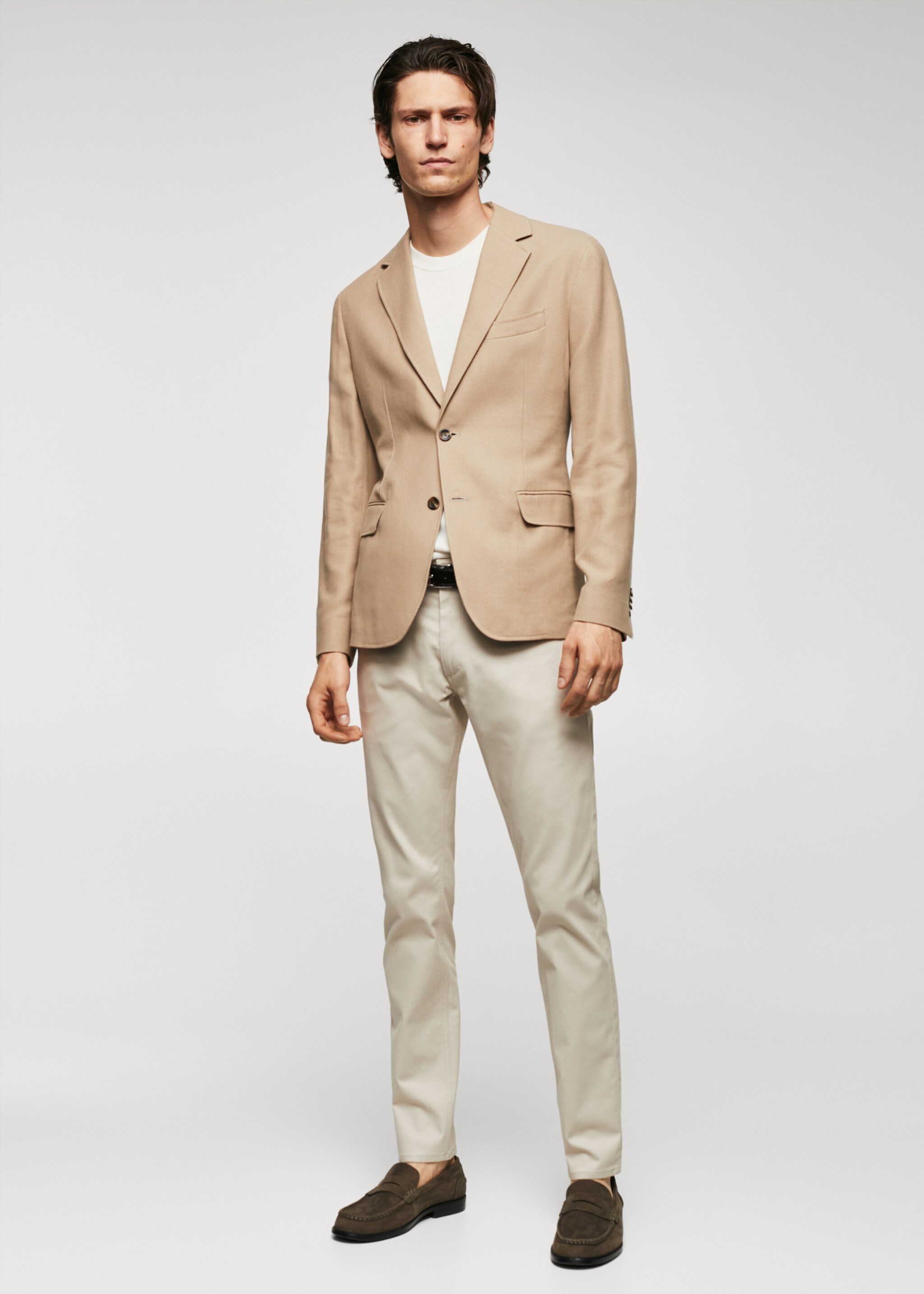 Structured slim fit cotton blazer - General plane