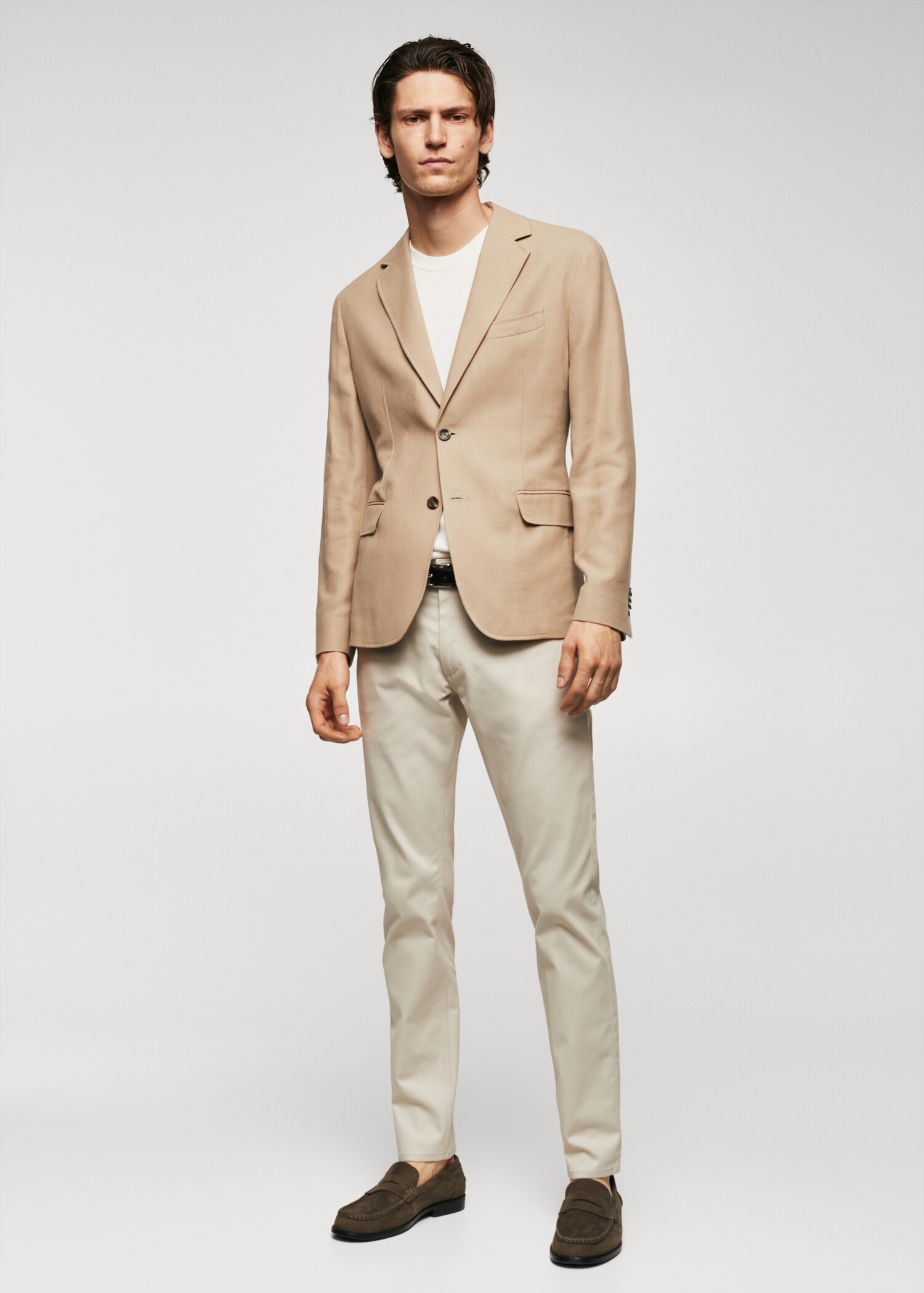 Strukturierter Slim Fit-Baumwollblazer - Allgemeine Ansicht