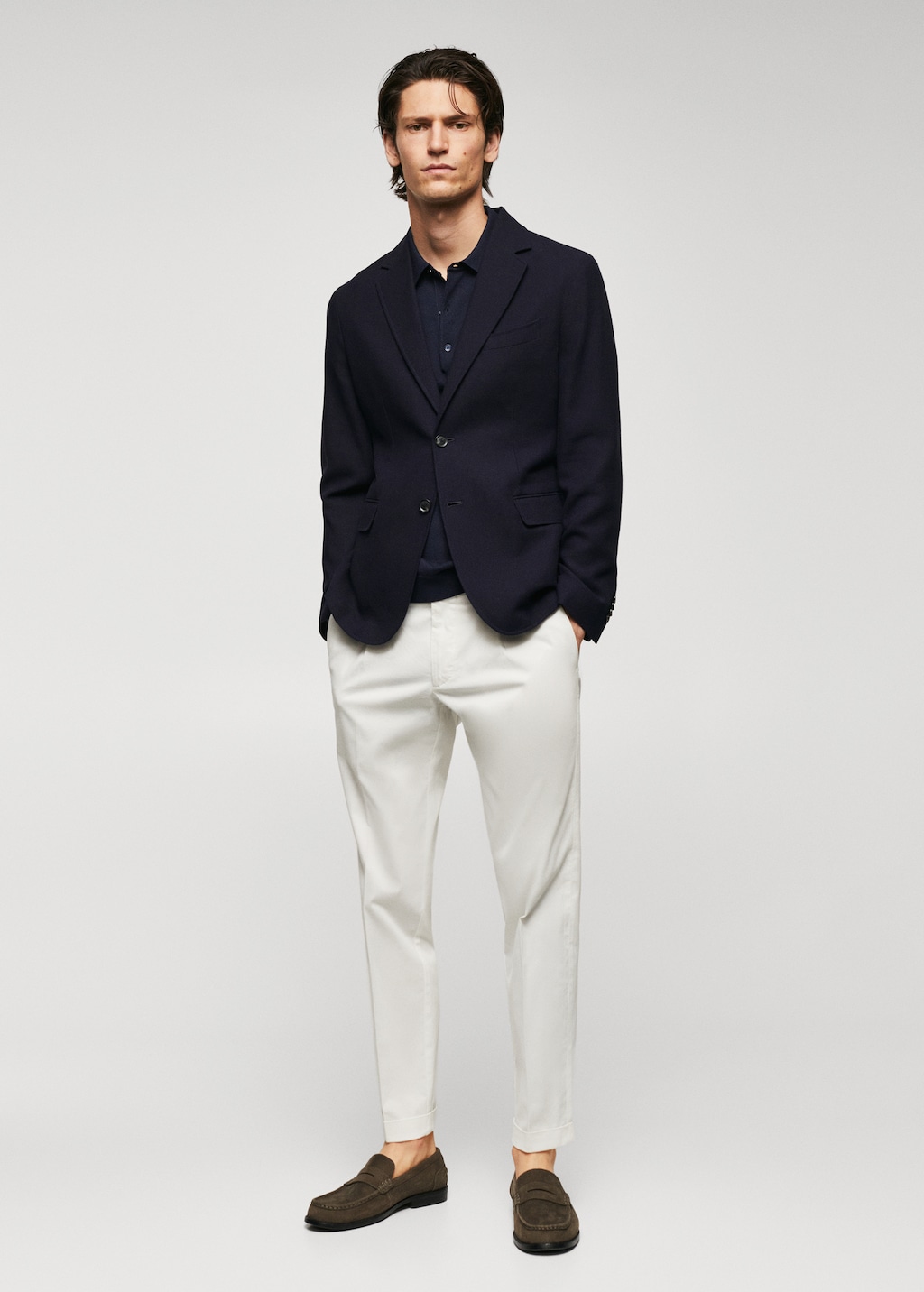 Structured slim fit cotton blazer Men MANGO OUTLET United Kingdom
