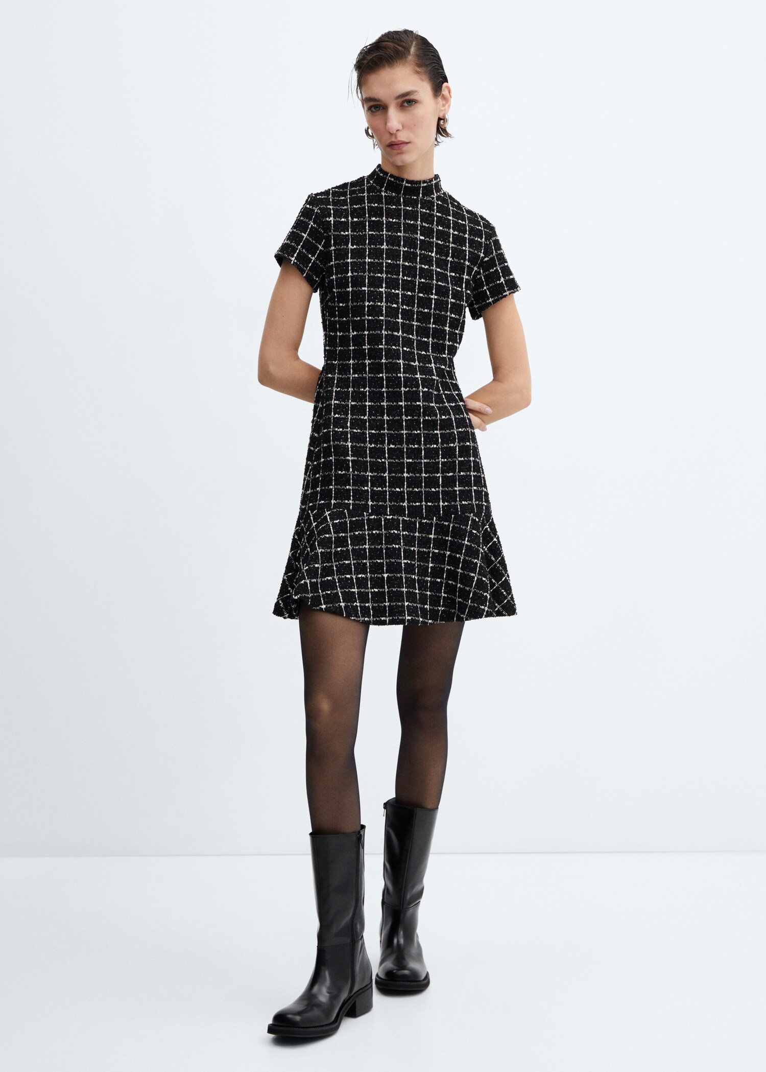 Tweed dress with ruffle hem - General plane