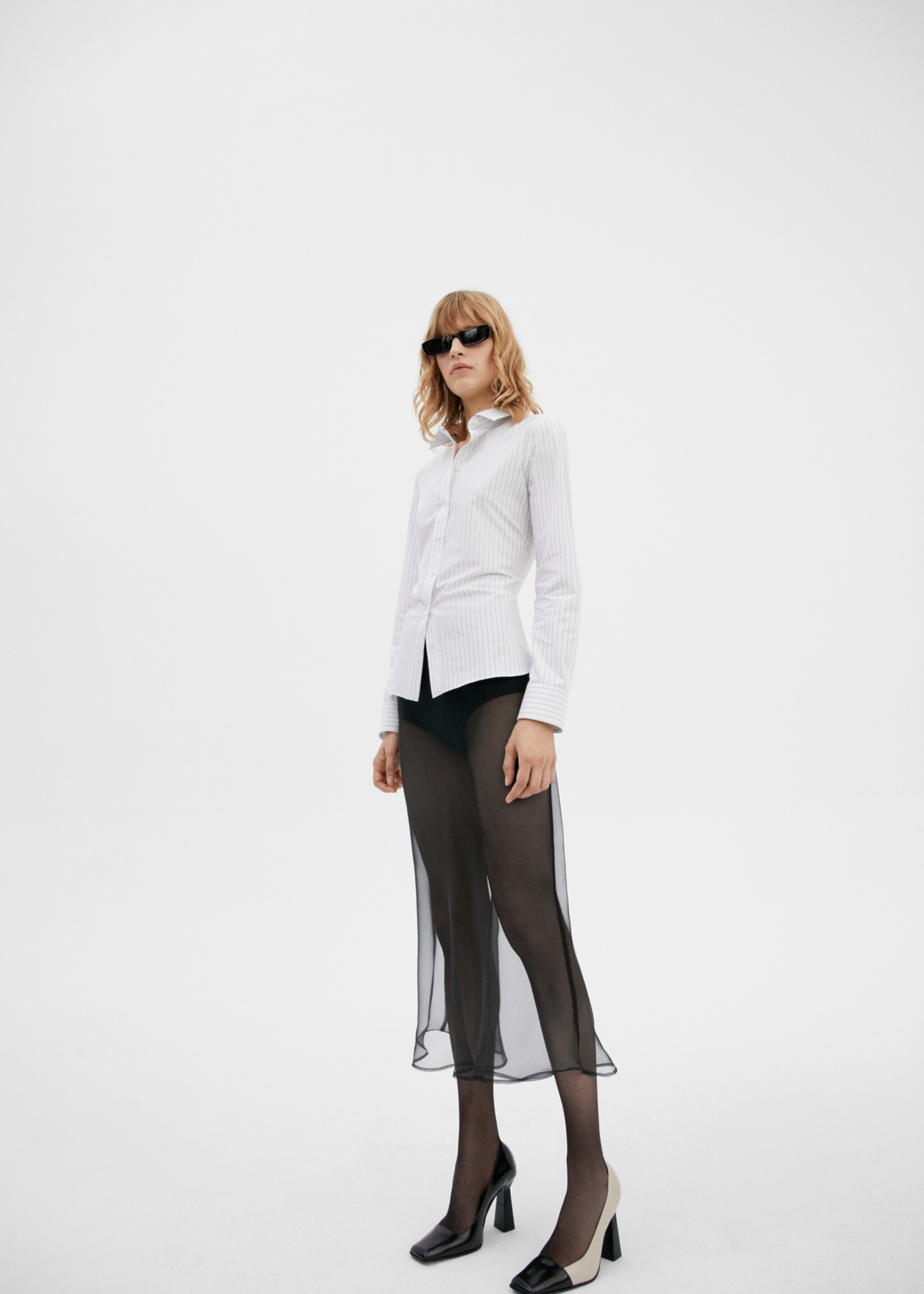 Slim fit striped cotton shirt - General plane, White. Ref: 57045809-00.