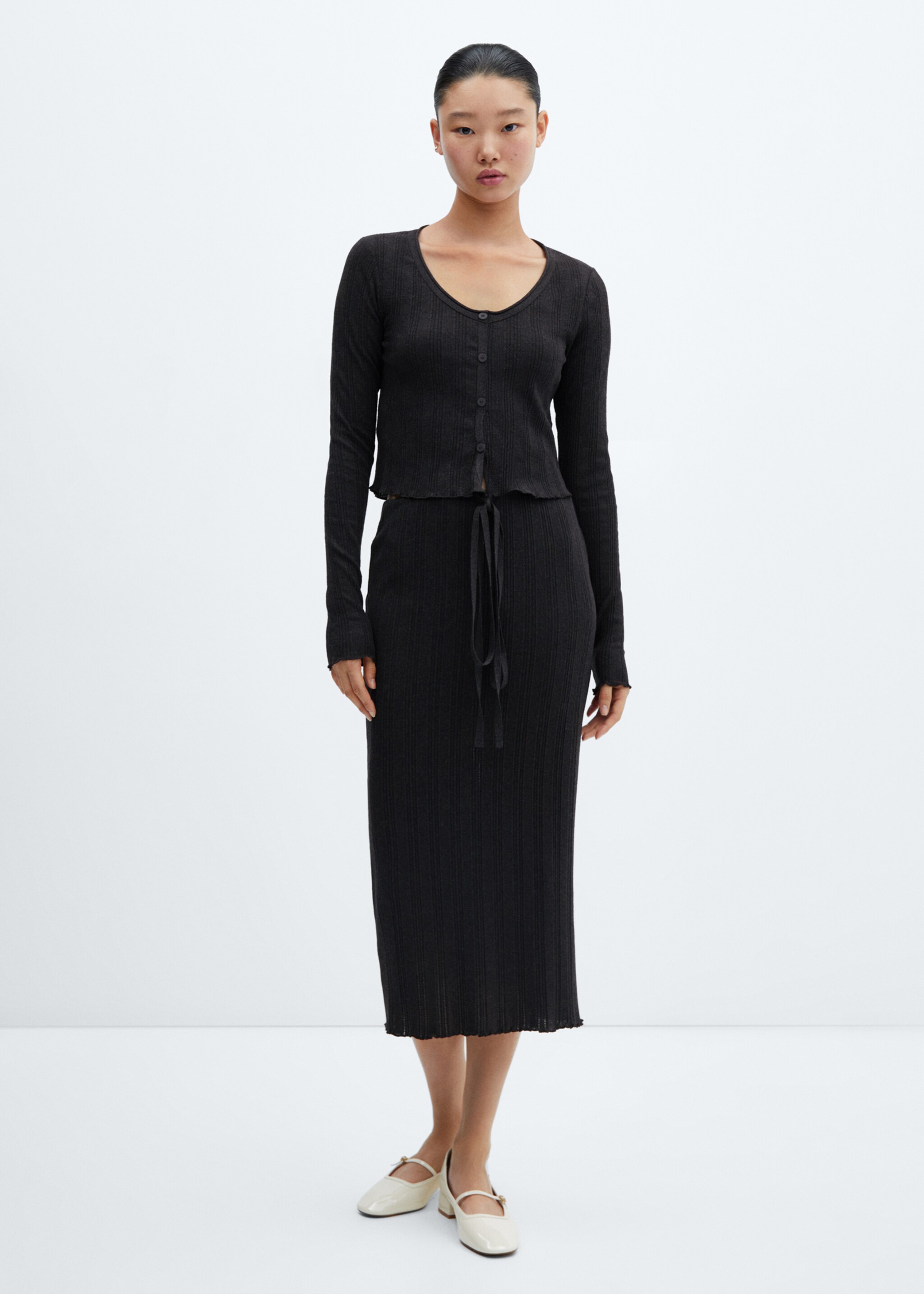 Ribbed midi skirt - General plane, Charcoal. Ref: 57045810-00.