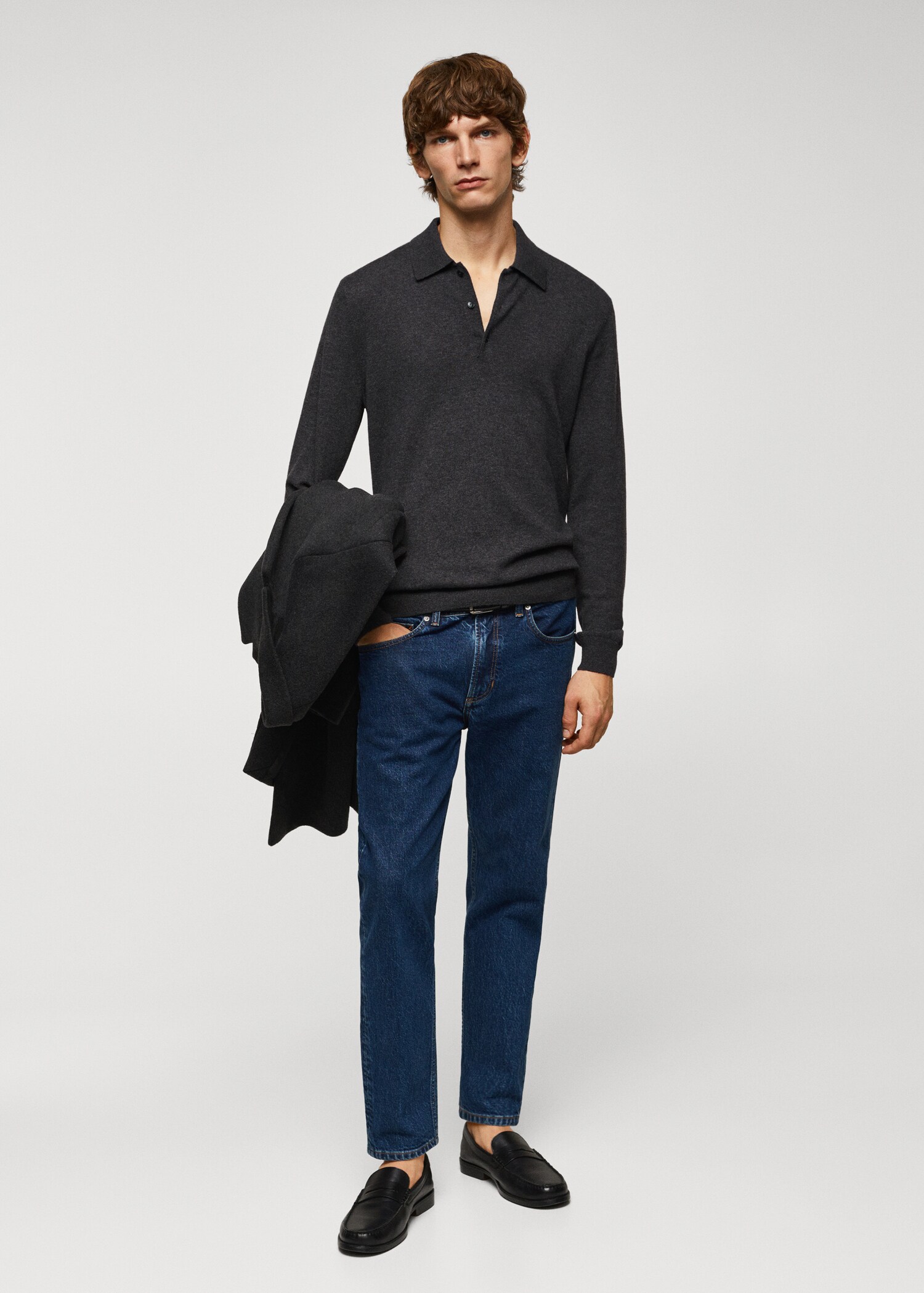 Long-sleeved fleece polo shirt - General plane
