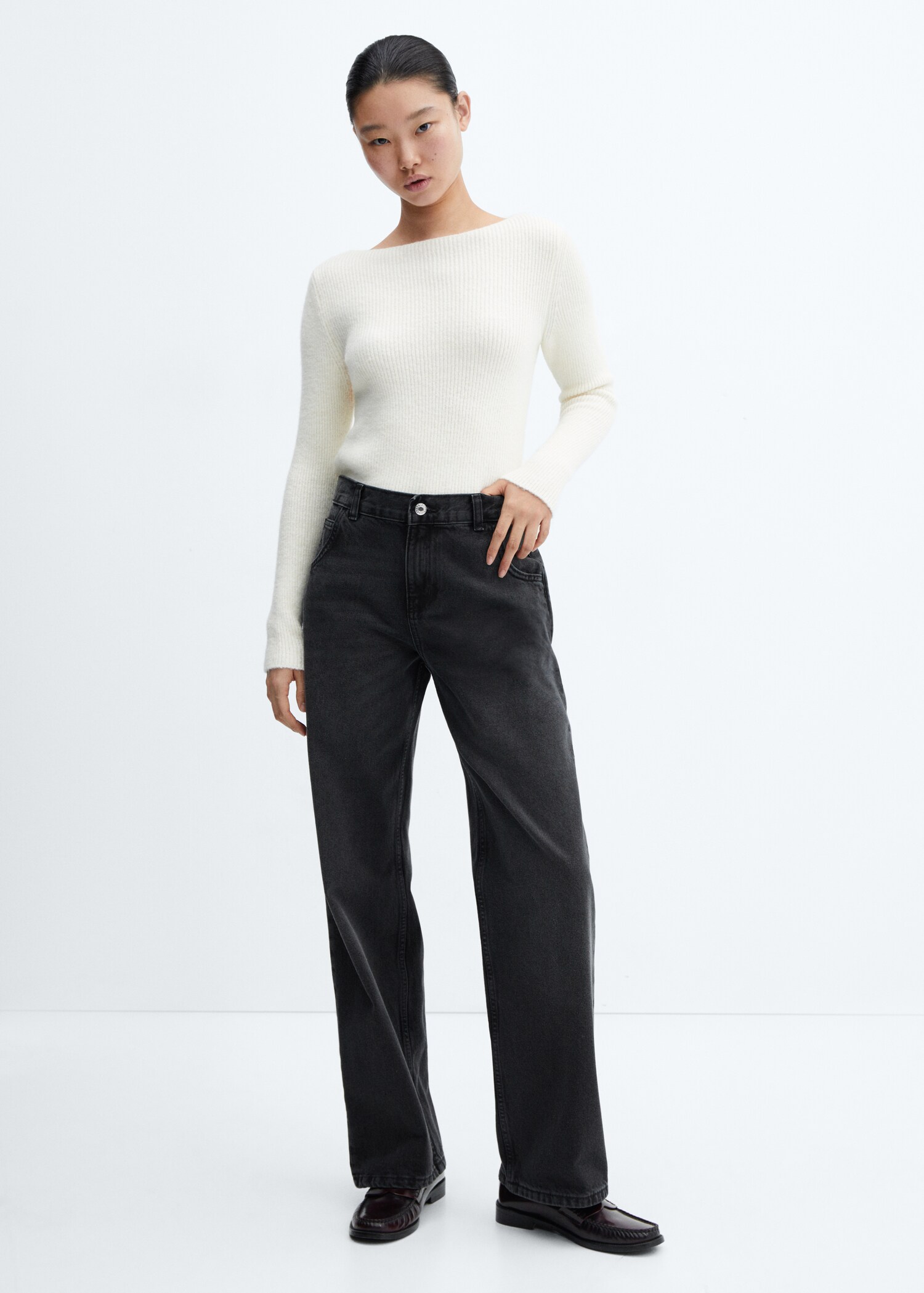 Low waist wide-leg jeans - General plane