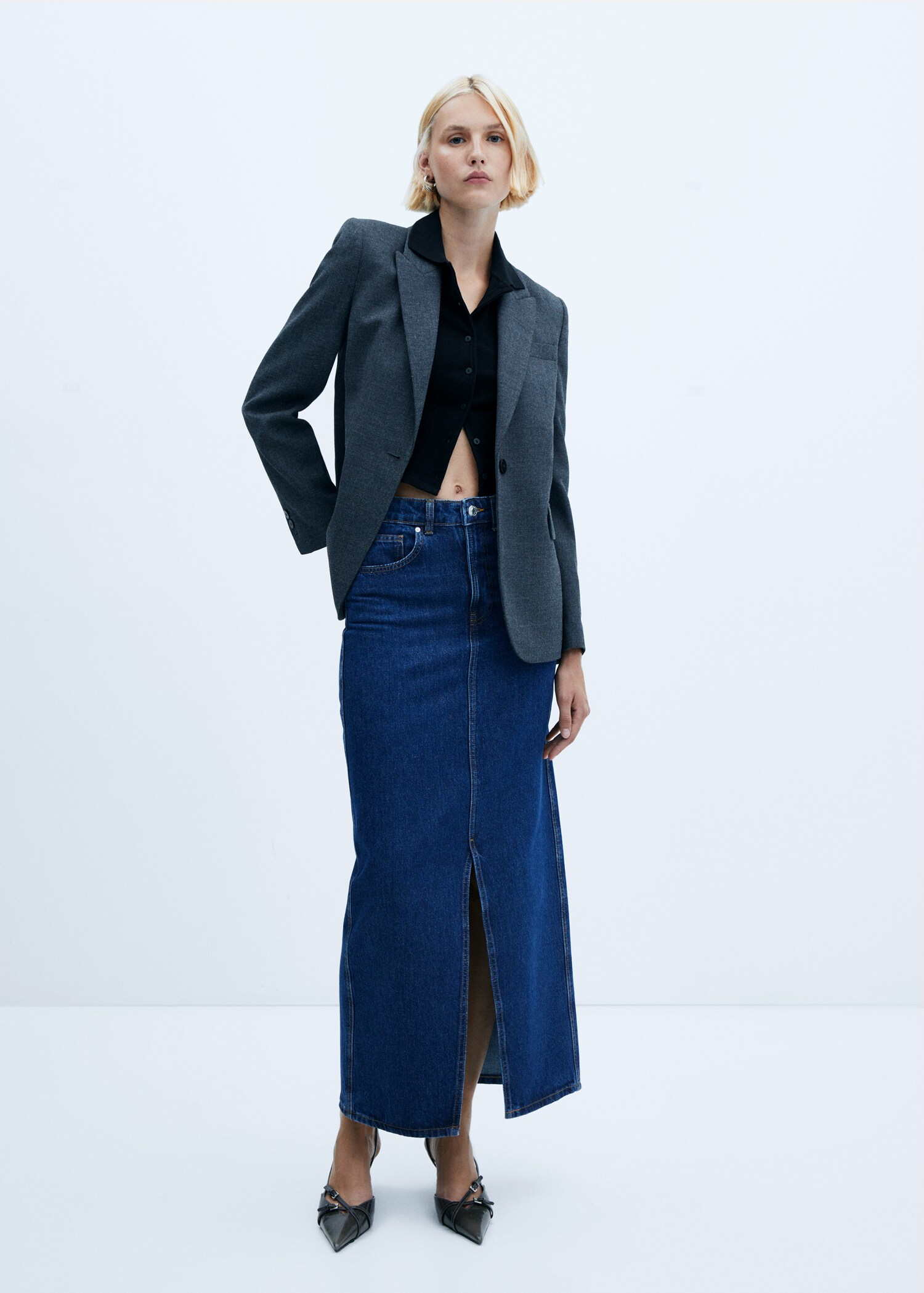 Slit denim skirt - General plane