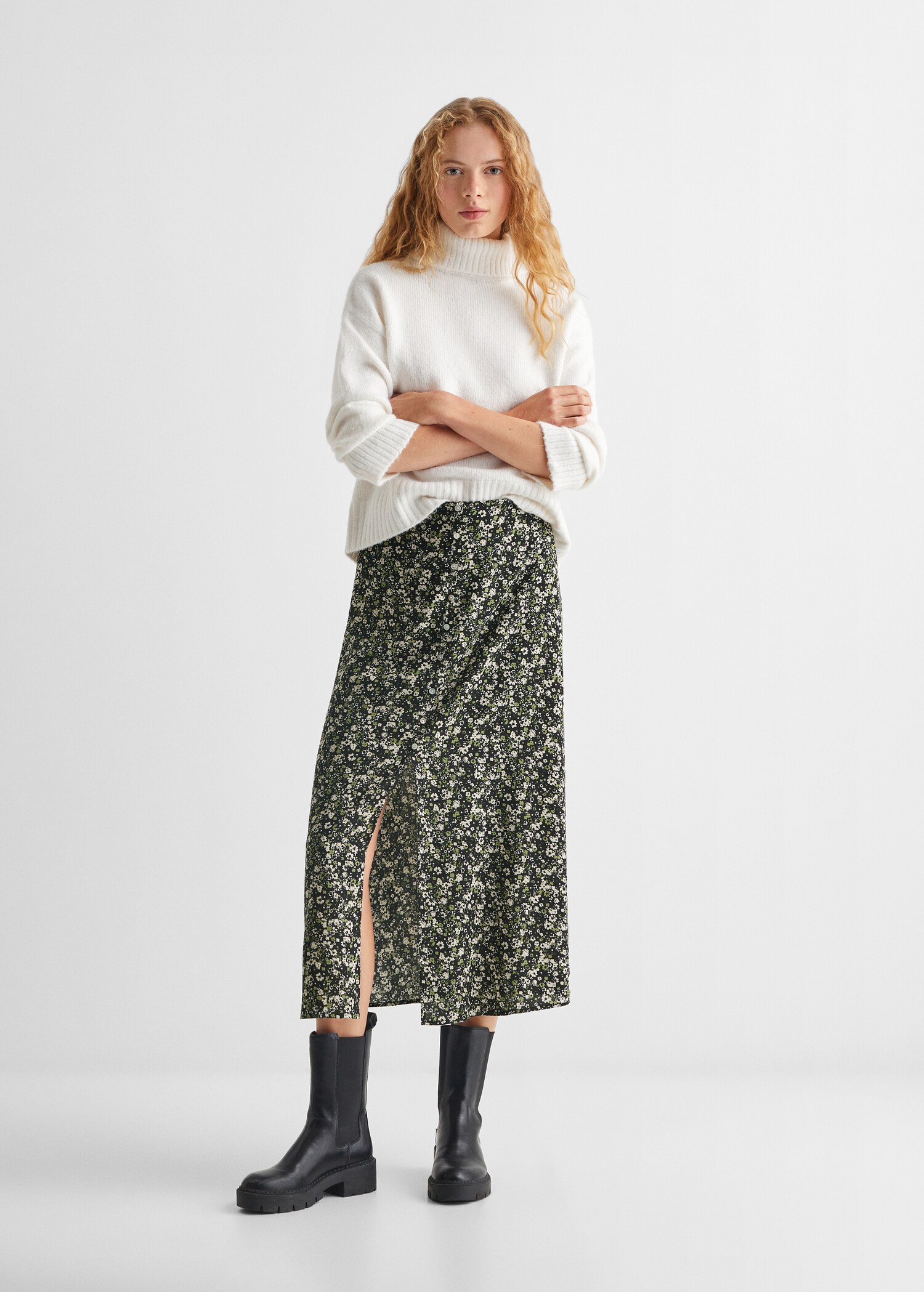 Slit printed long skirt - General plane