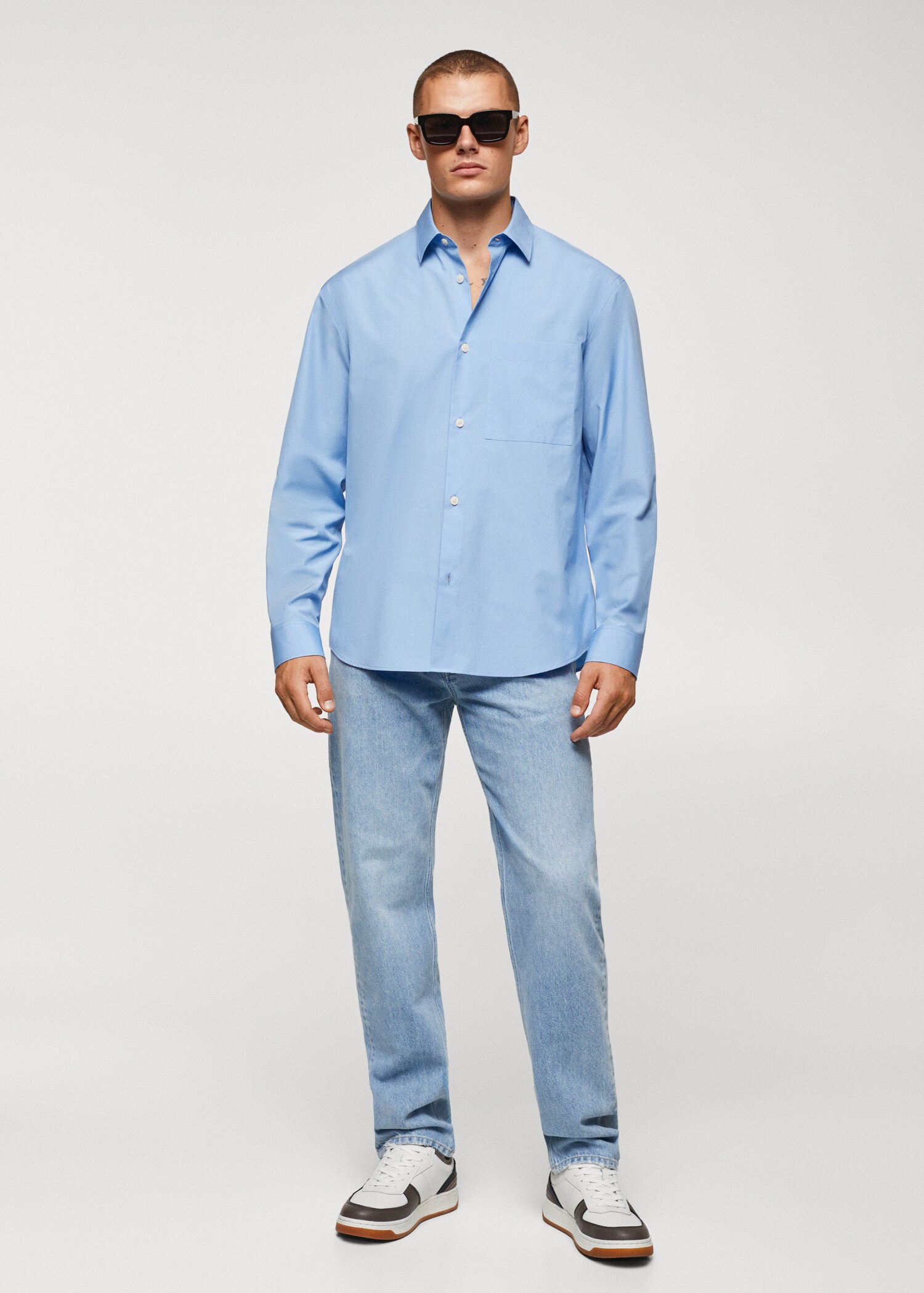 Relaxed Fit-Baumwollhemd mit Tasche - Allgemeine Ansicht