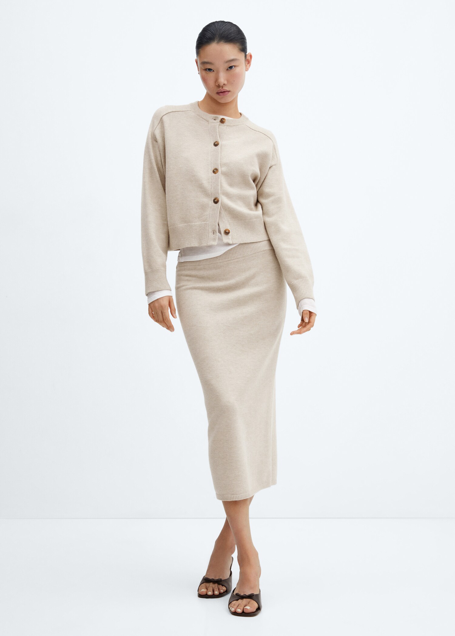 Ribbed midi skirt - General plane