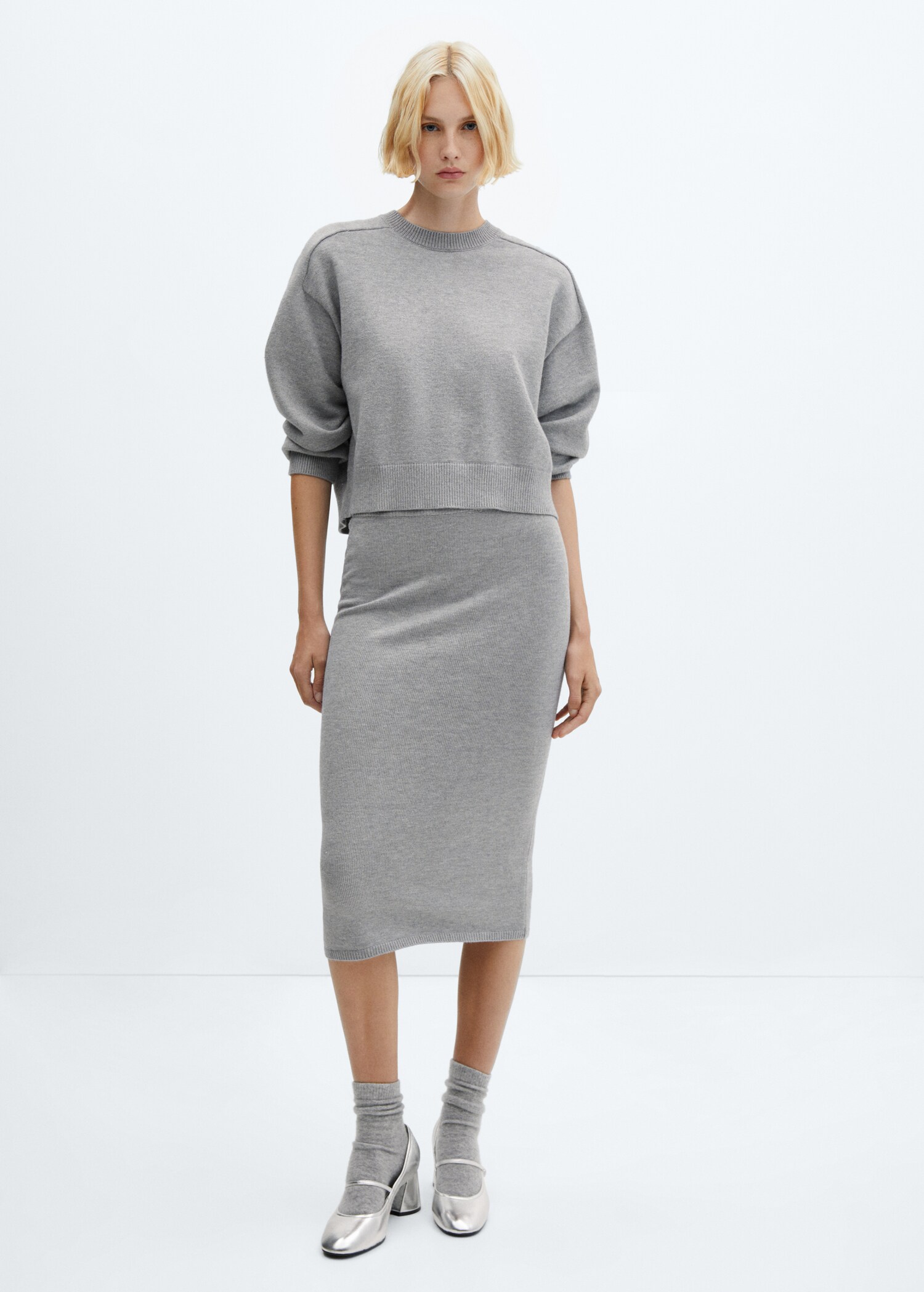 Ribbed midi skirt - General plane