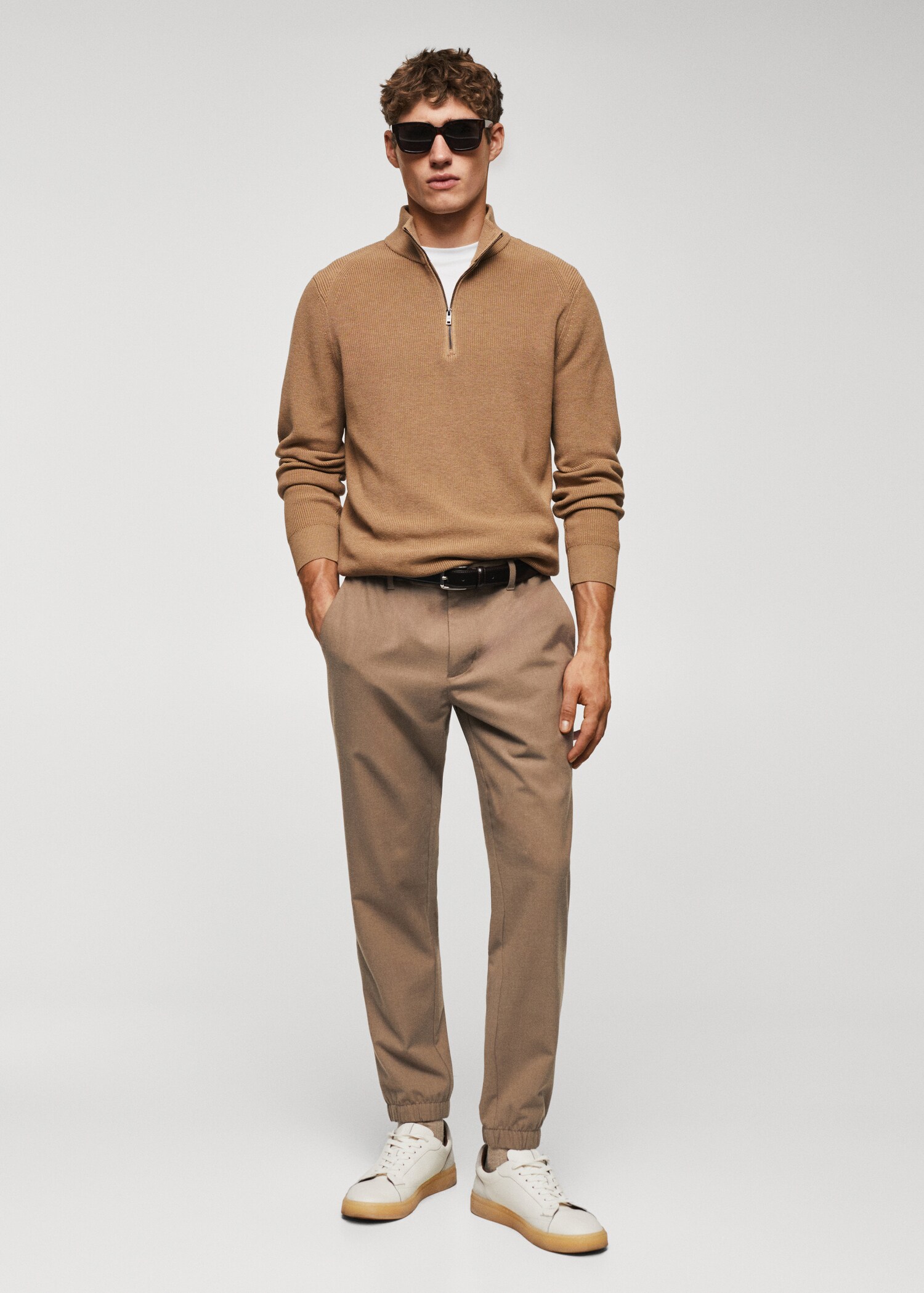 Slim-fit jogger trousers with drawstring - General plane