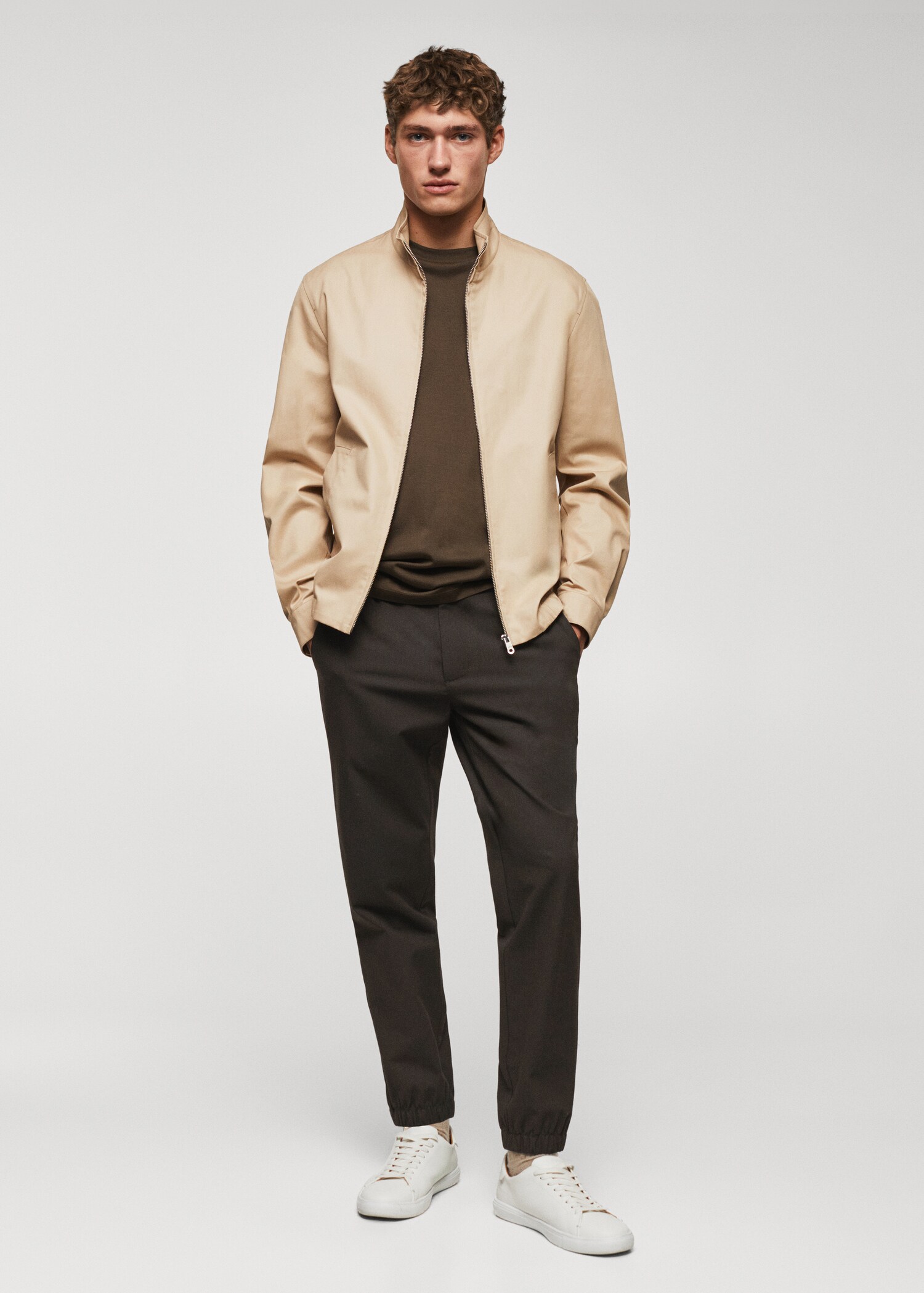 Slim-fit jogger trousers with drawstring - General plane