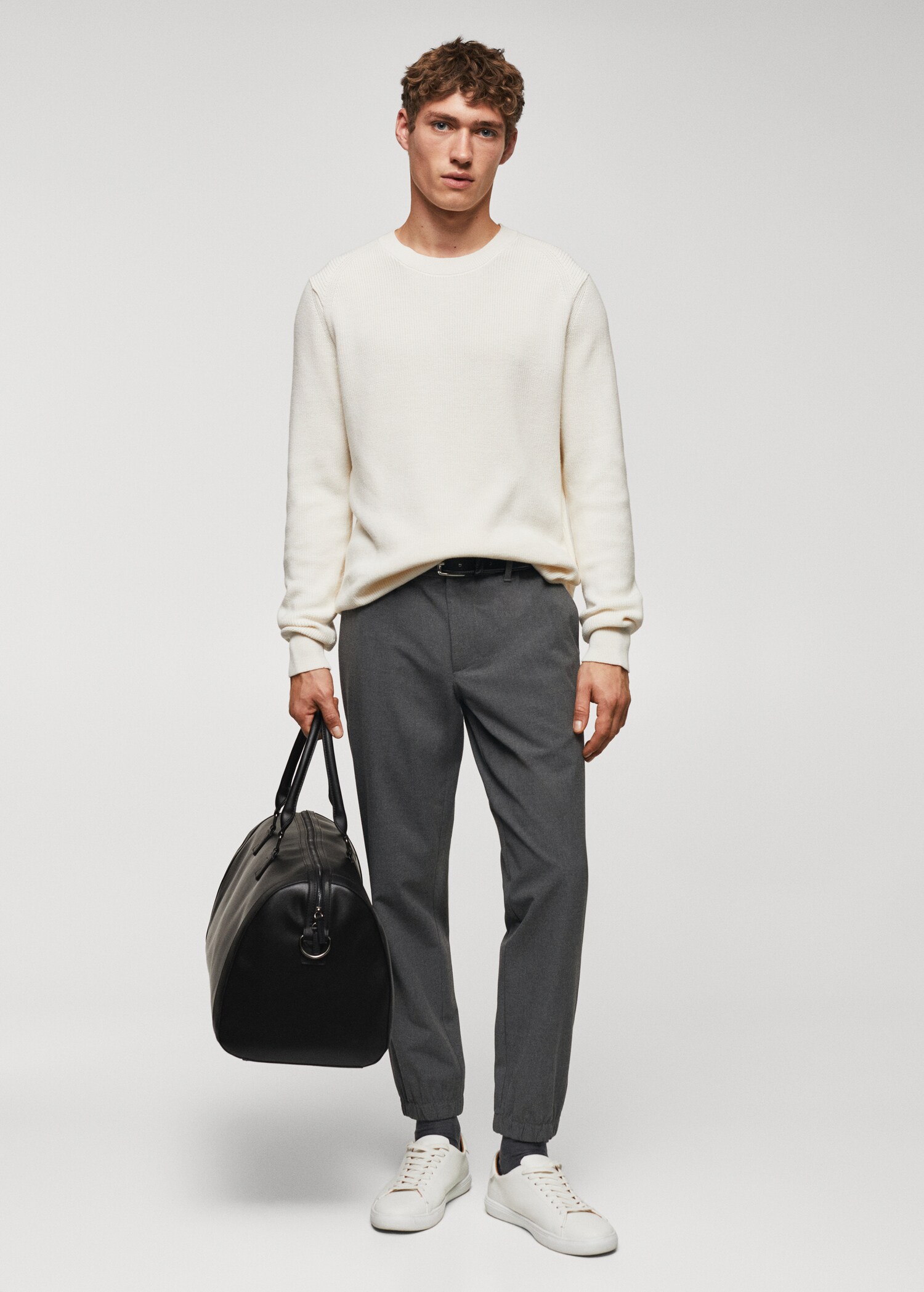 Slim-fit jogger trousers with drawstring - General plane