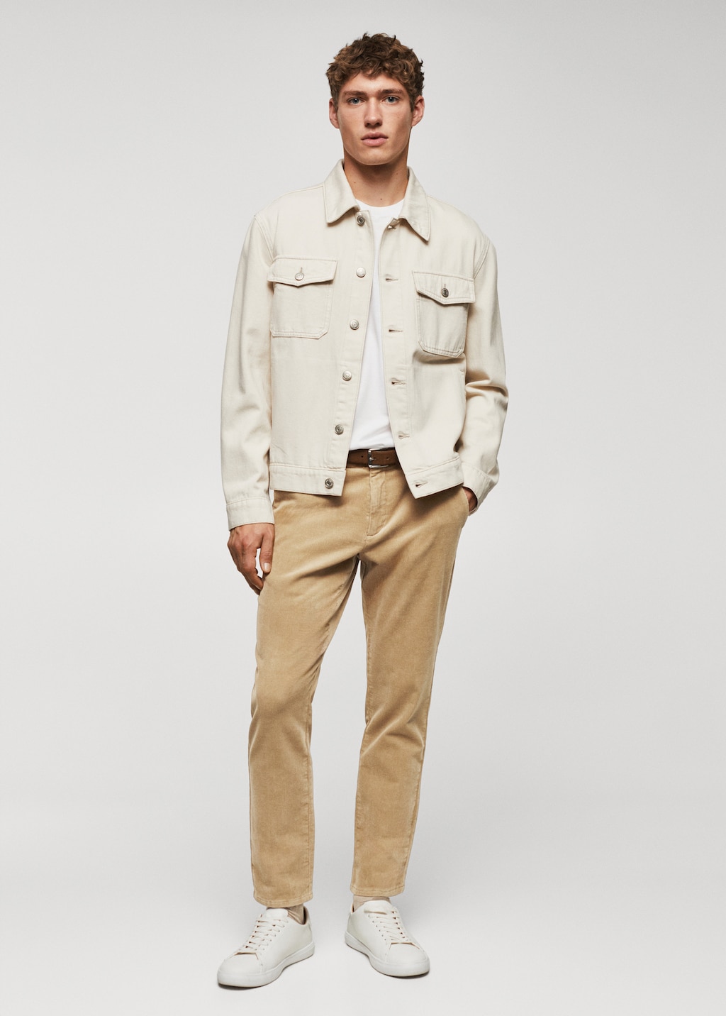 Corduroy slim-fit cropped trousers - Men | MANGO OUTLET USA