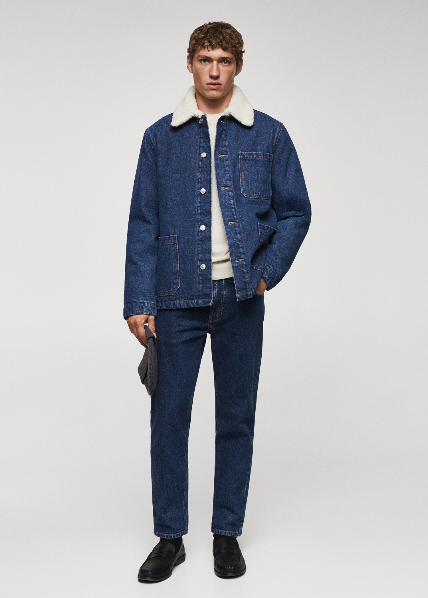 Jeansjacke mit Kunstshearling - Allgemeine Ansicht
