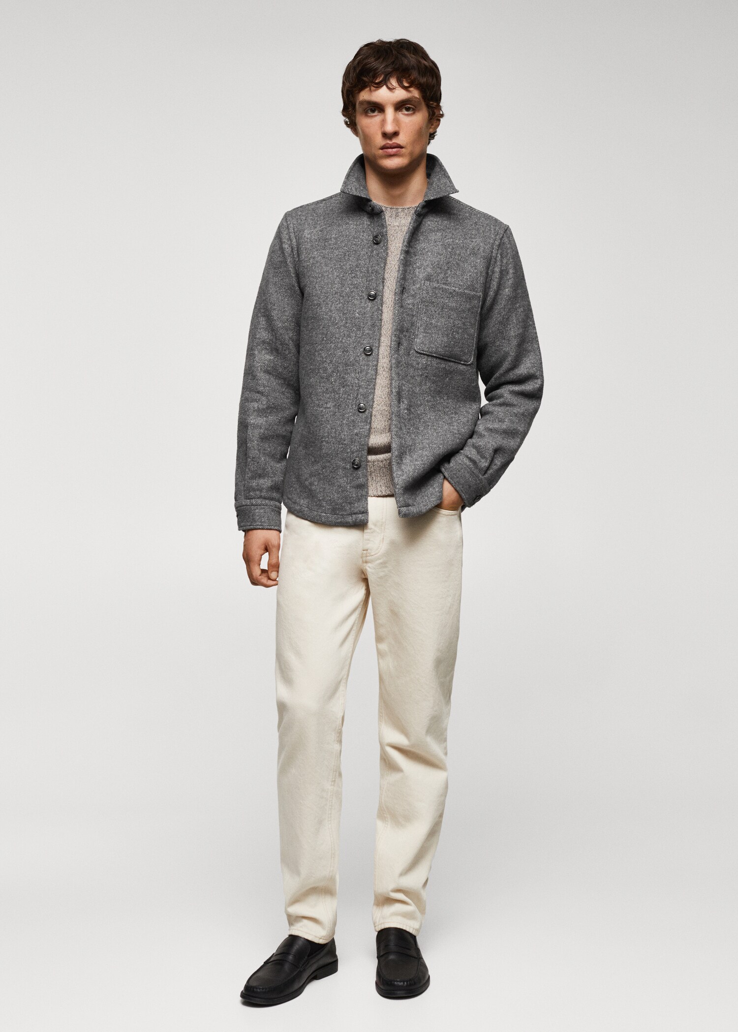 Wool overshirt with pocket - General plane