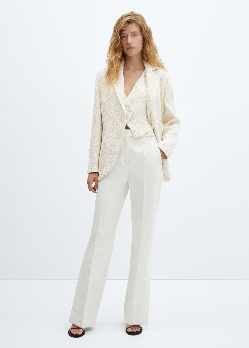 Tweed jacket with jewel button - Women | MANGO OUTLET USA