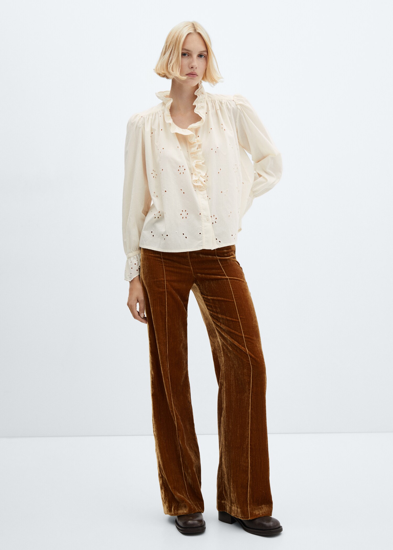Openwork shirt with ruffle detail - General plane