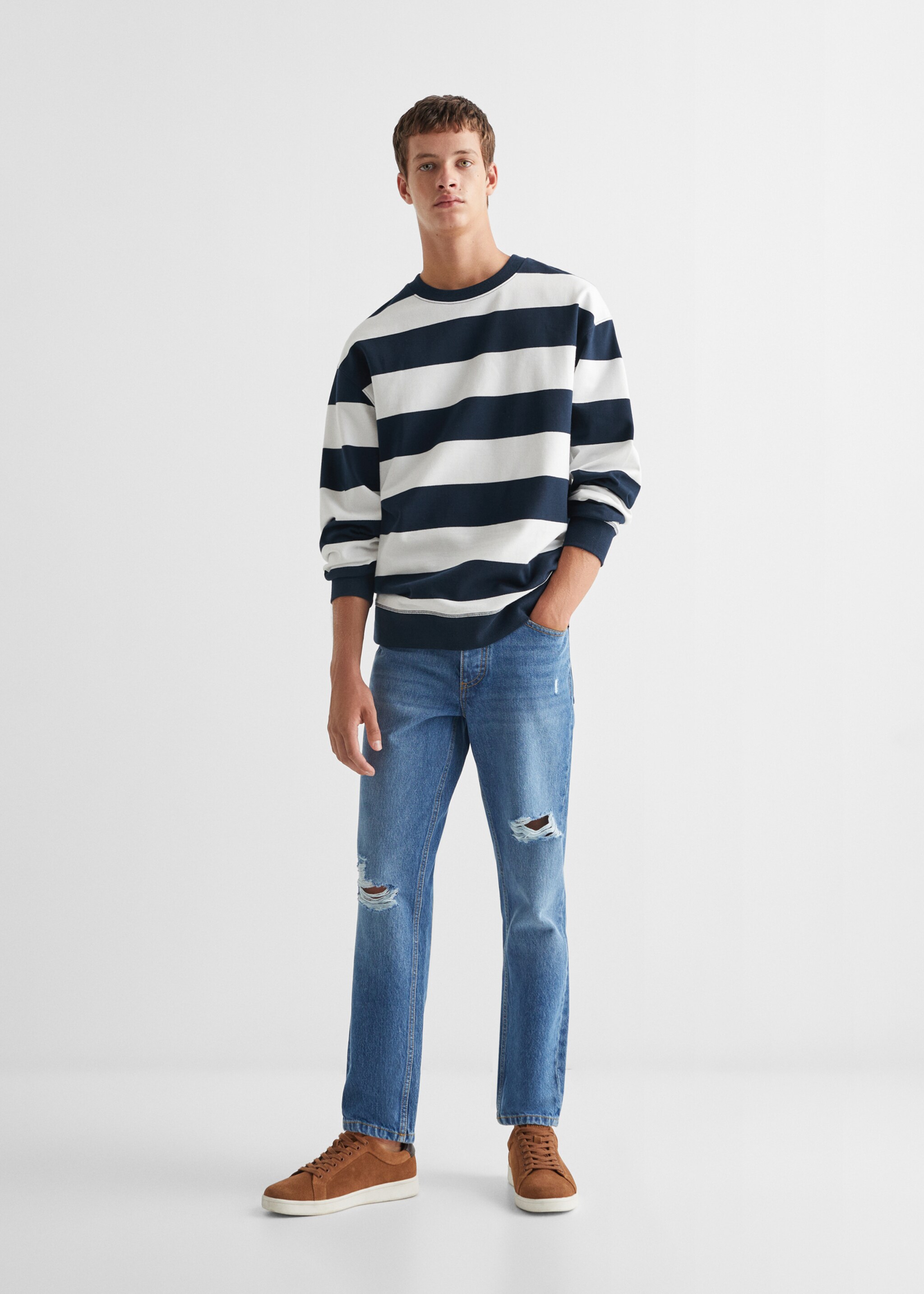 Striped cotton-blend sweatshirt - General plane
