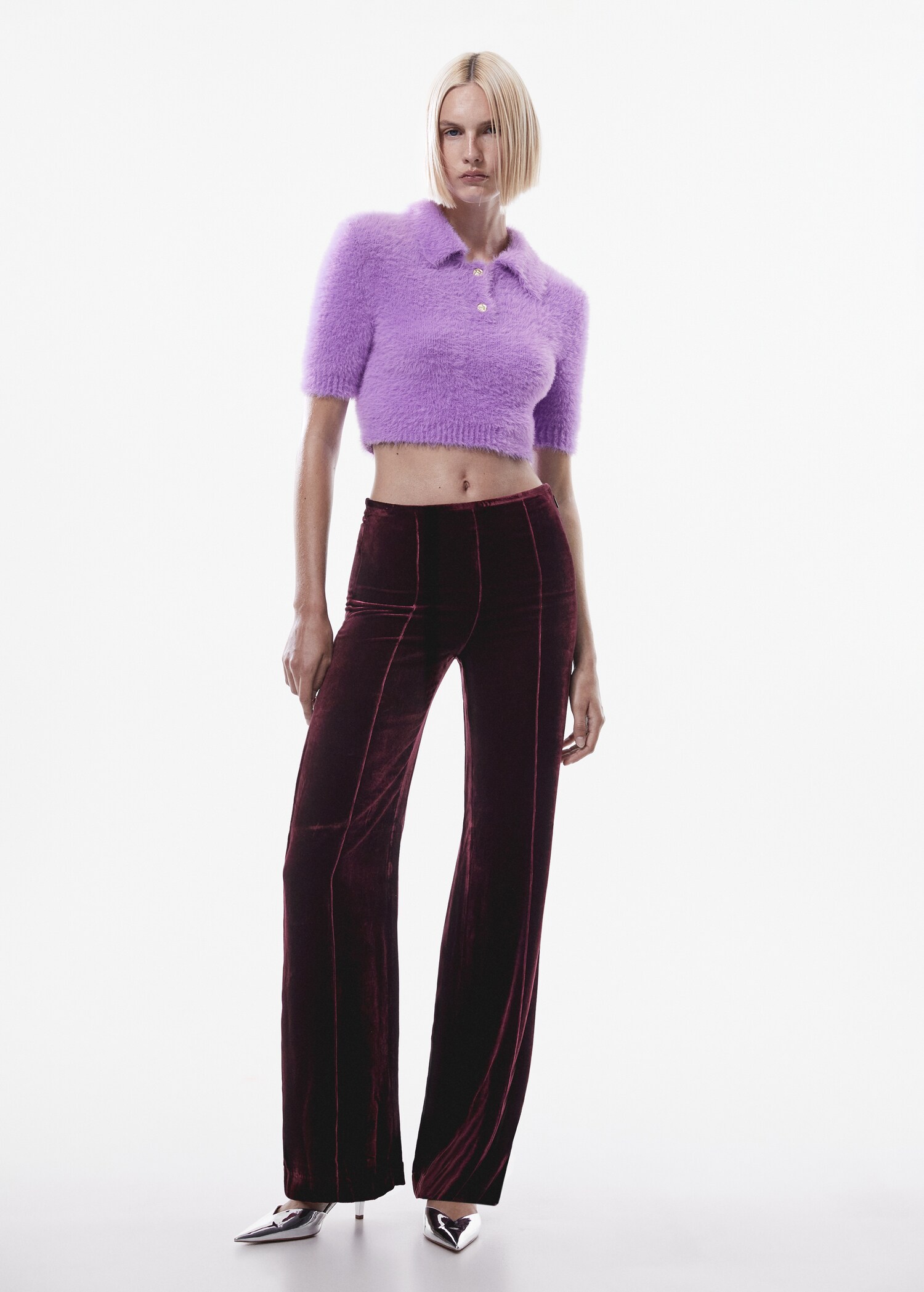 Flared velvet trousers - General plane