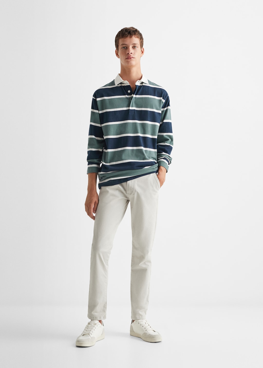 Striped long-sleeved polo shirt - Teen Boy | MANGO OUTLET USA