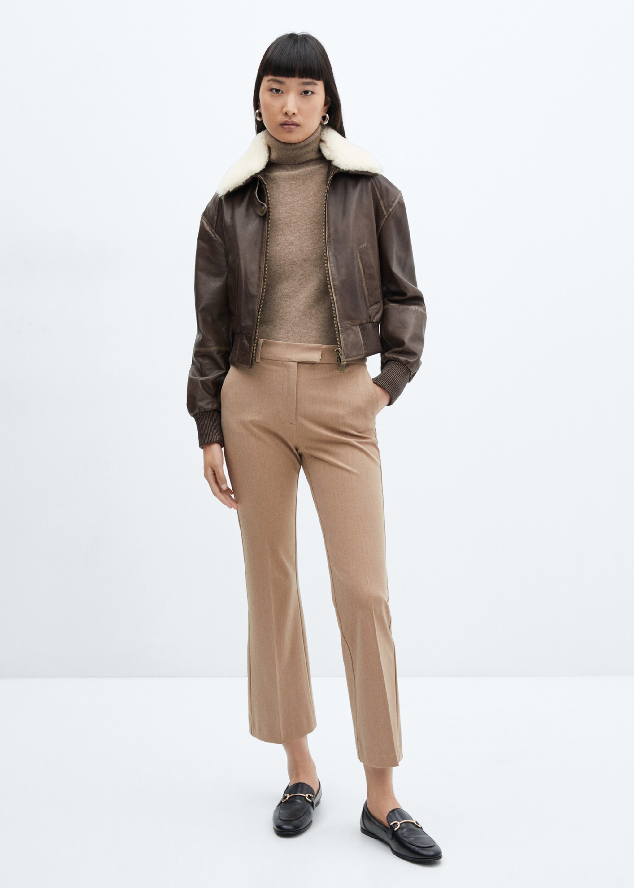 Cropped flared trousers - General plane, Medium Brown. Ref: 57048267-00.