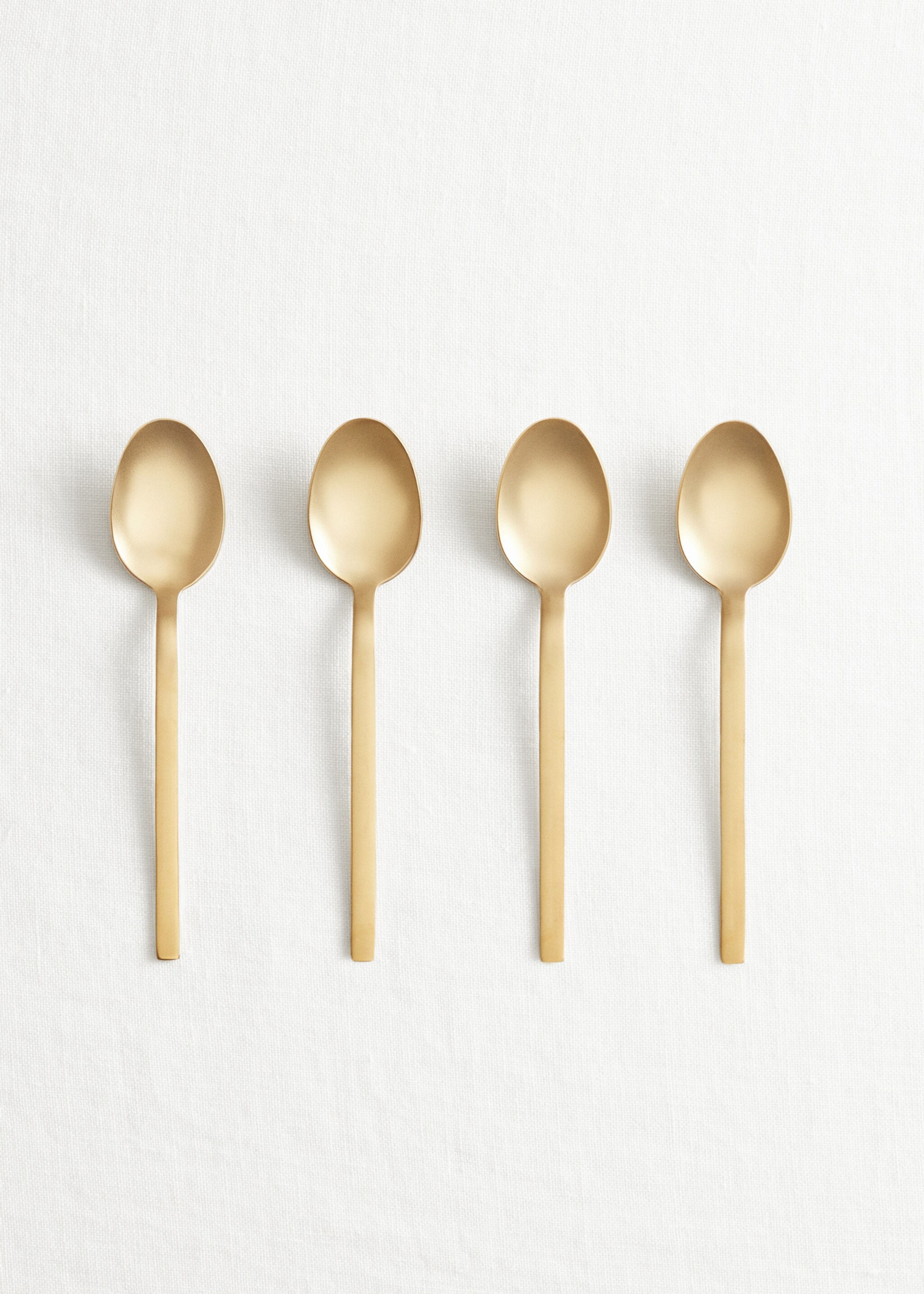 Pack of 4 100% steel gold dessert spoons - General plane