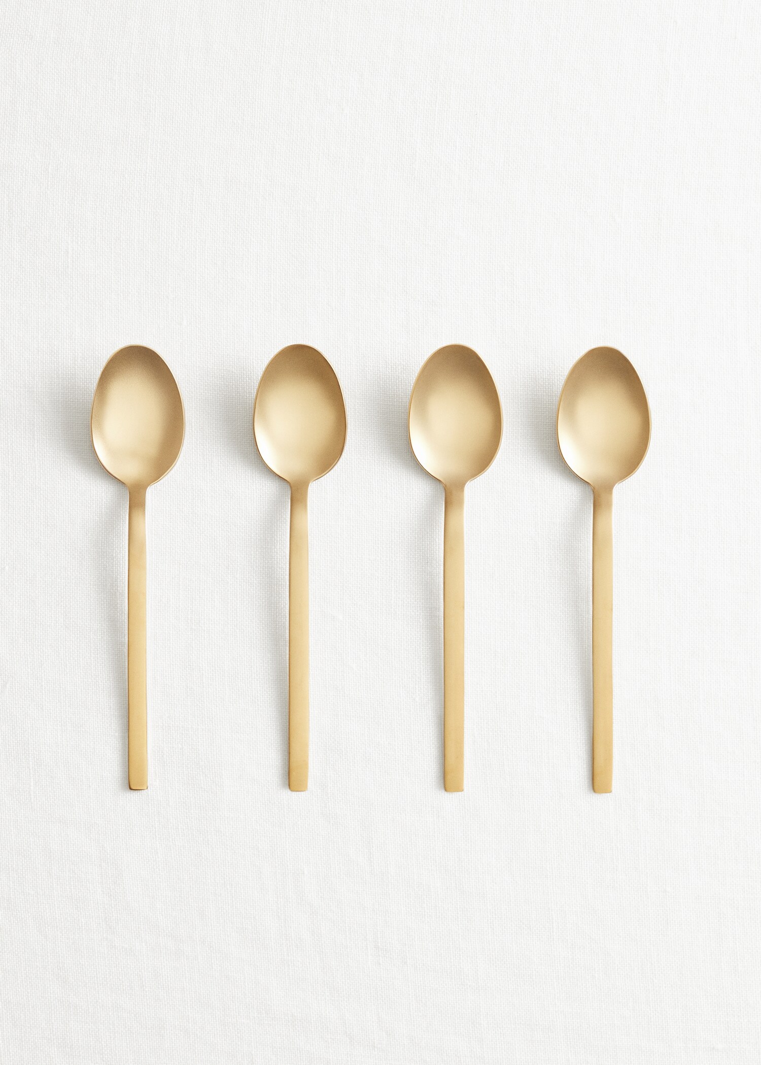 Pack of 4 100% steel gold dessert spoons - General plane