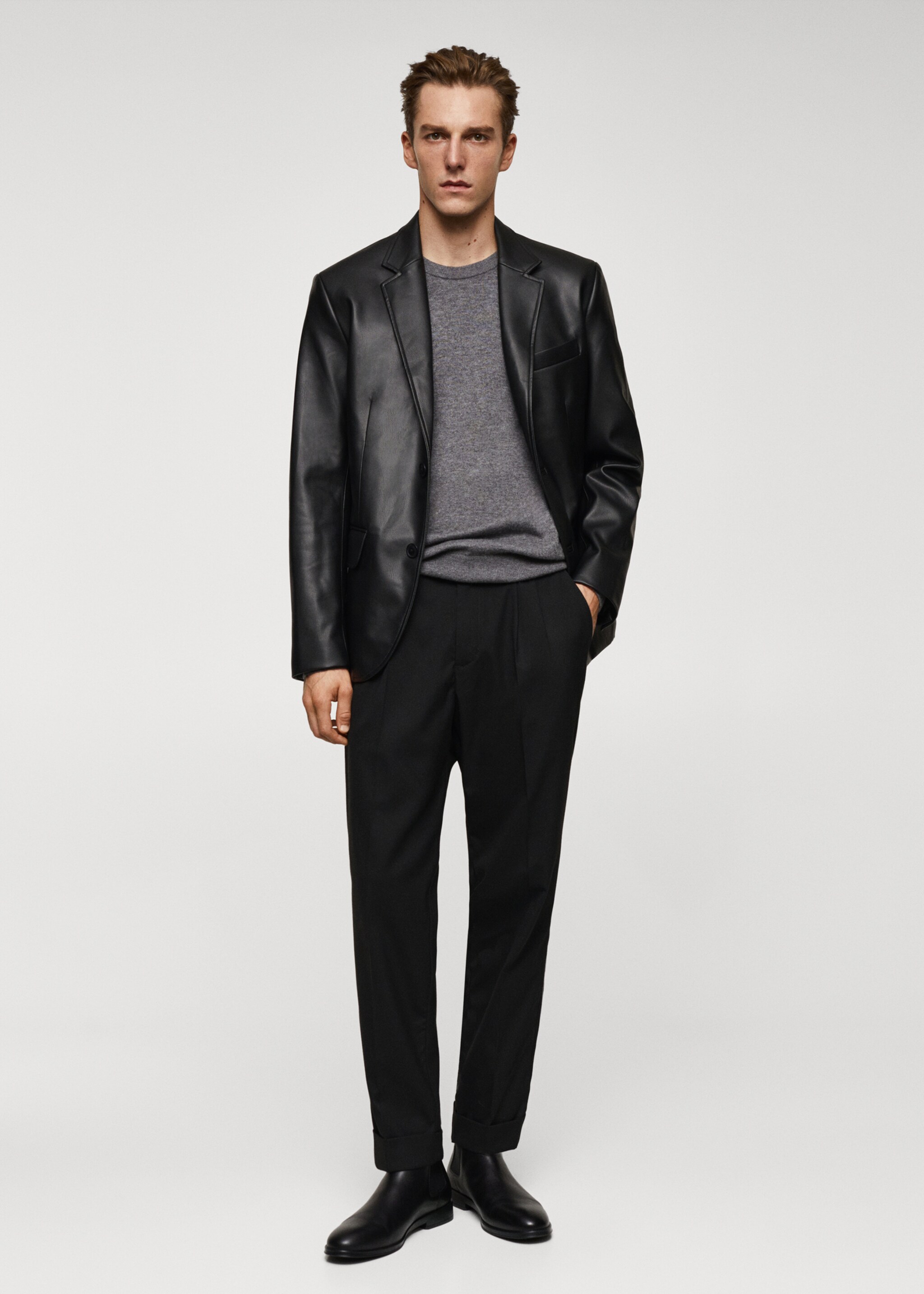 Faux-leather jacket - General plane, Black. Ref: 57049404-00.