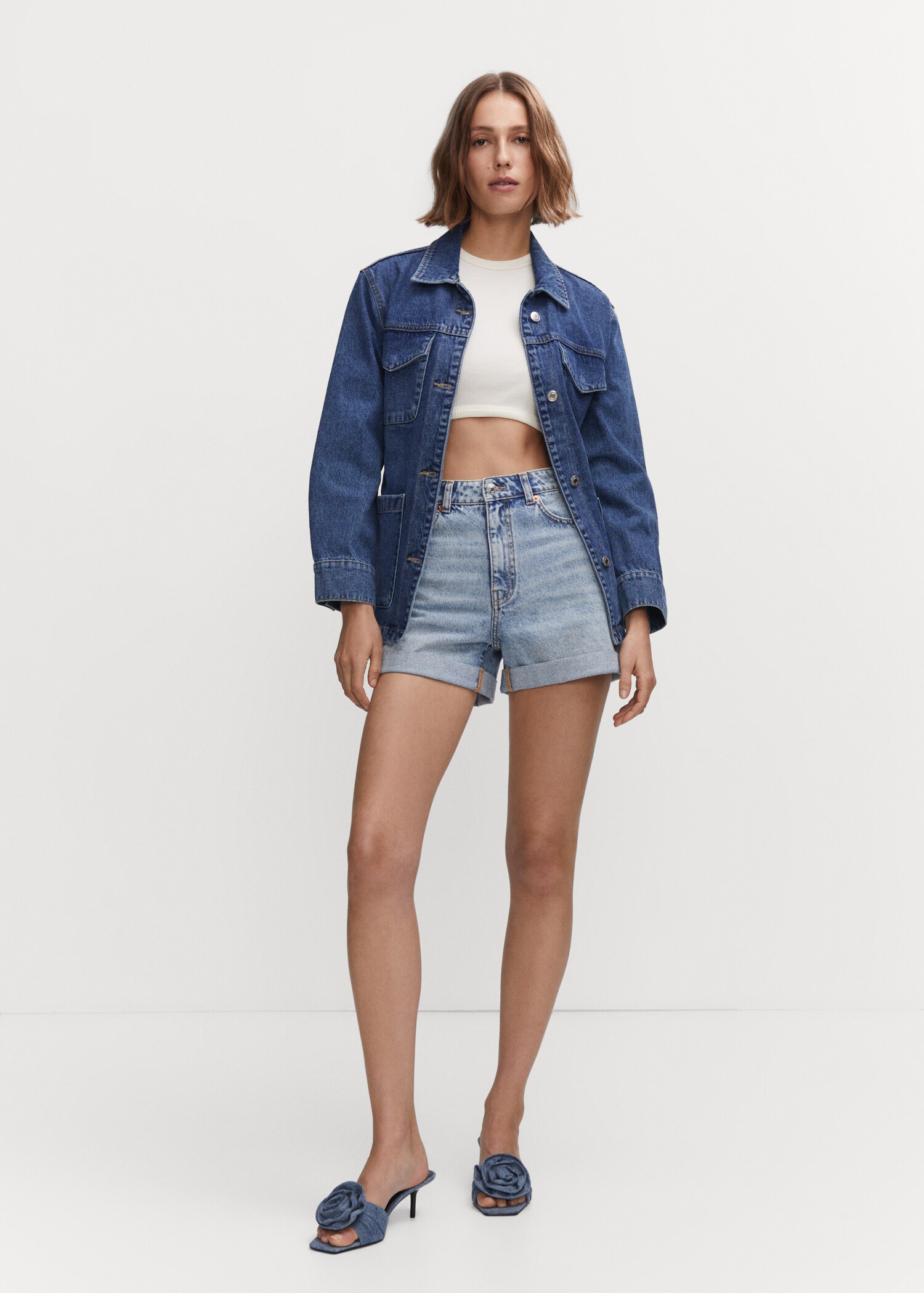Mom-fit denim shorts - General plane