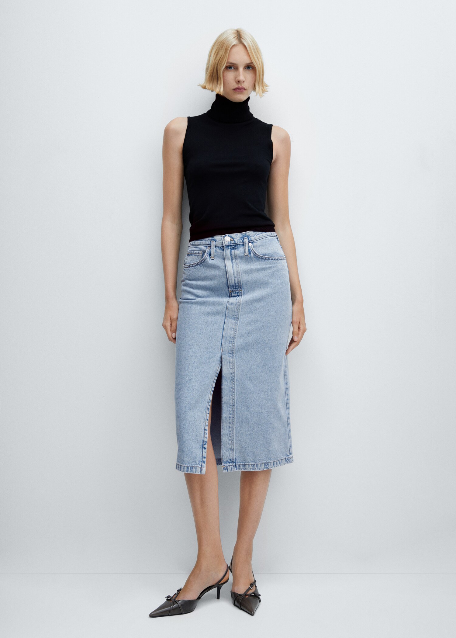 Denim midi-skirt - General plane