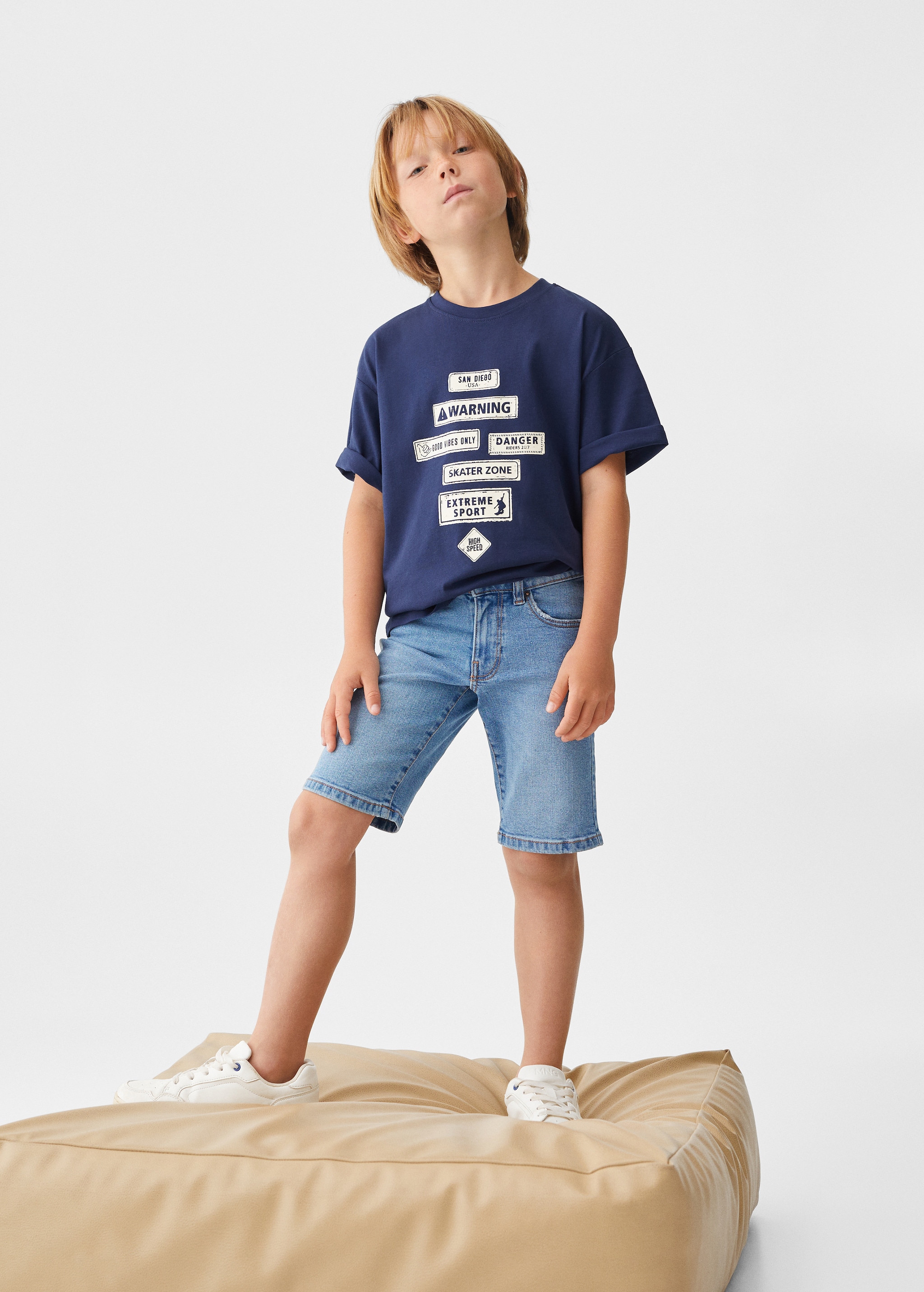 Cotton denim shorts Boys MANGO OUTLET USA