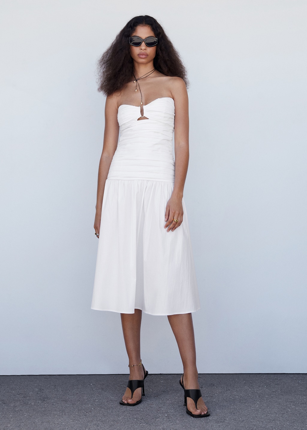 Draped dress with metallic detail Women MANGO OUTLET Slovakia