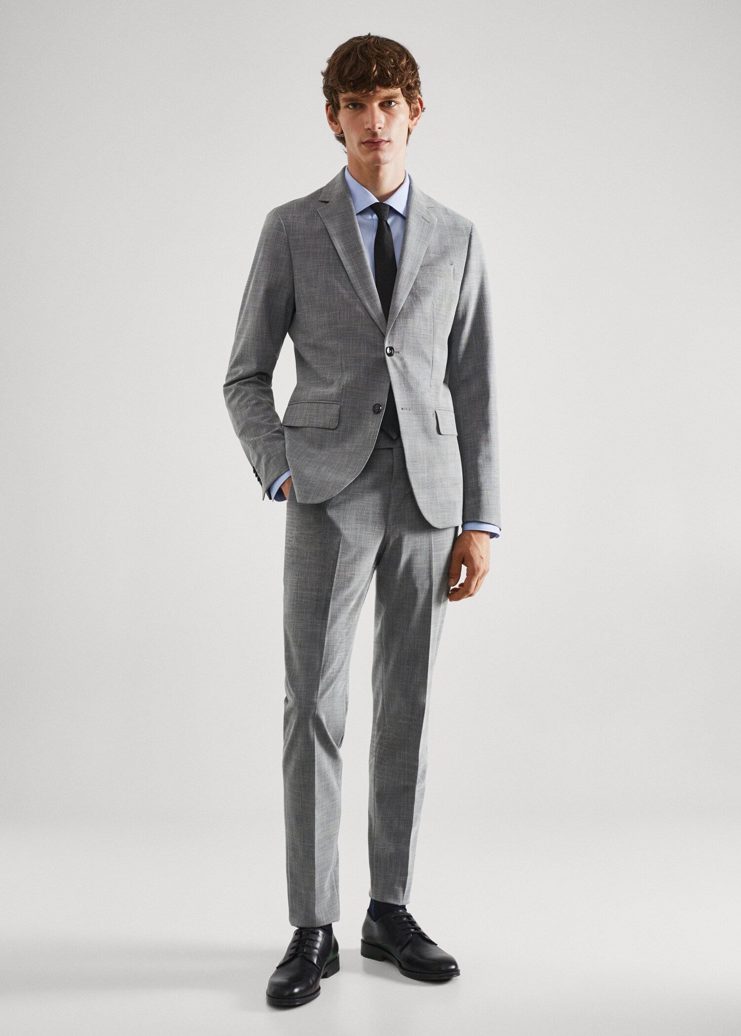 Gemusterte Slim Fit-Anzugjacke aus Stretchgewebe - Allgemeine Ansicht