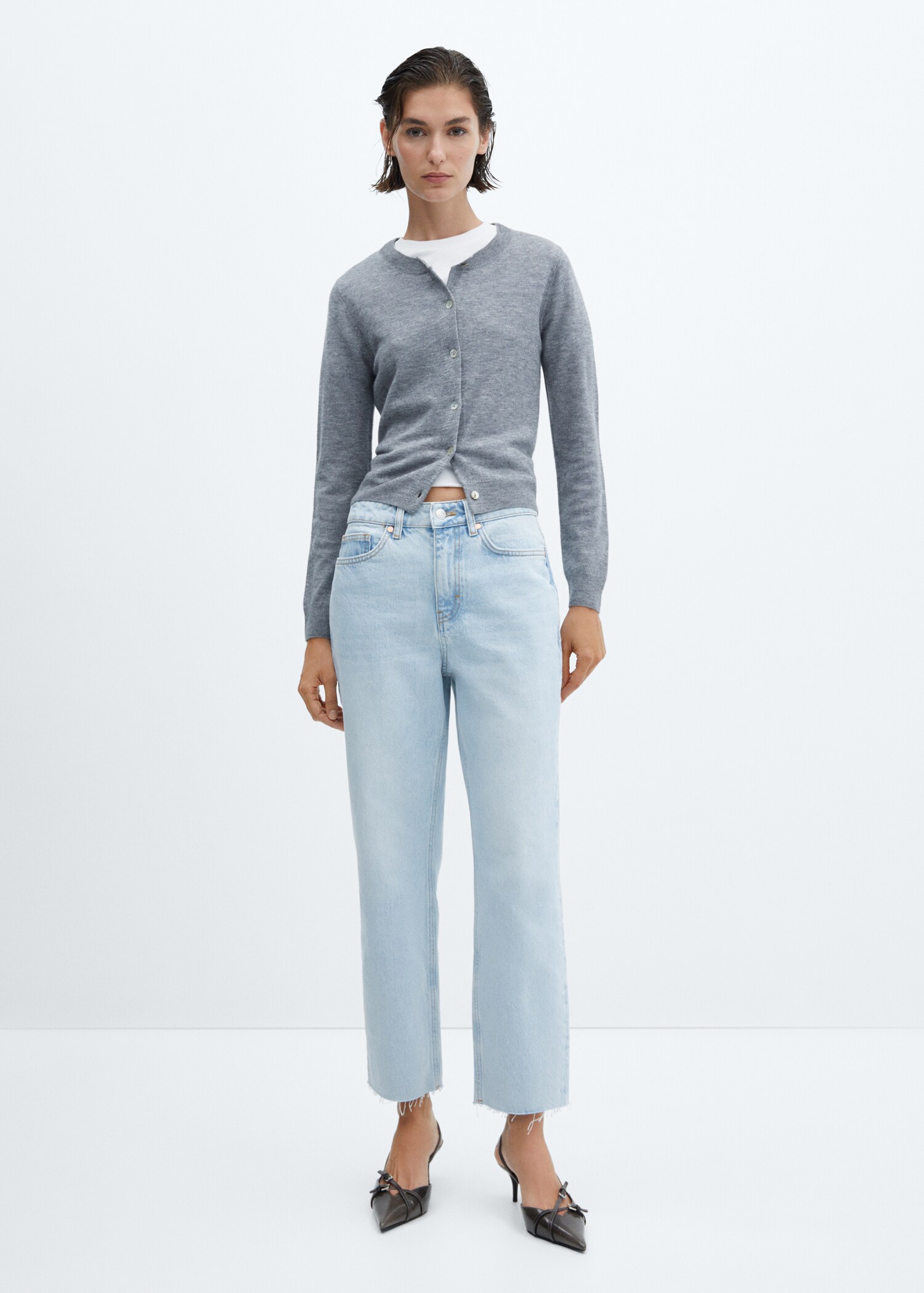 High waist straight jeans - General plane