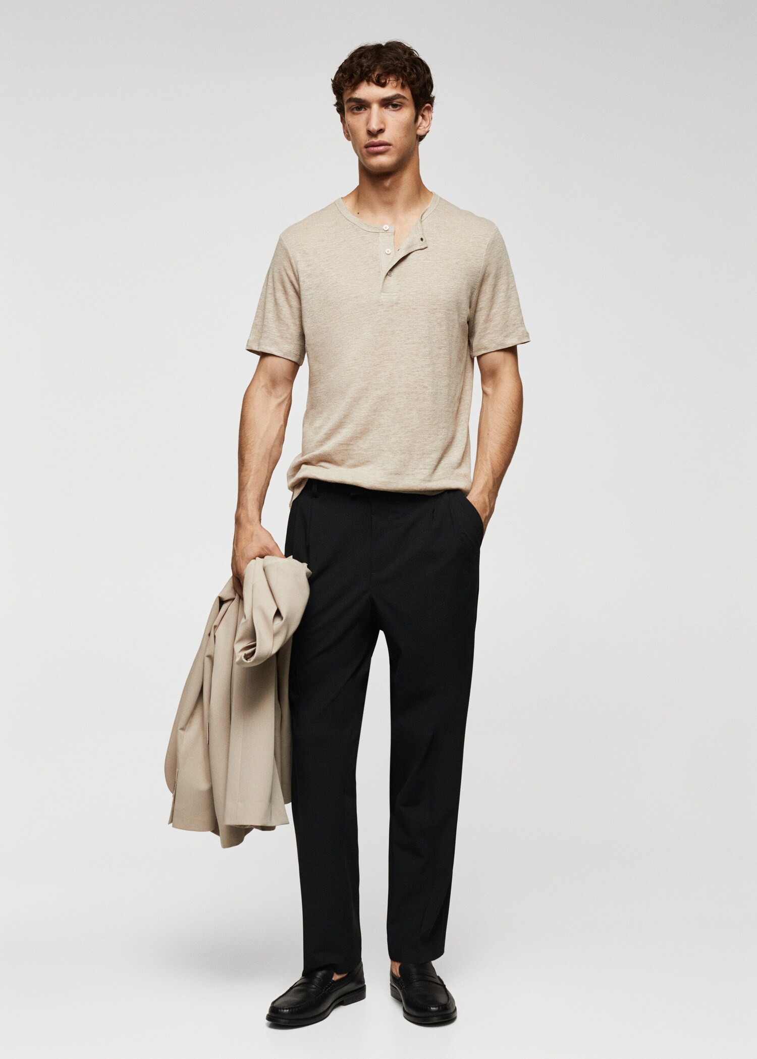 Pantalon regular fit coton pinces - Plan général