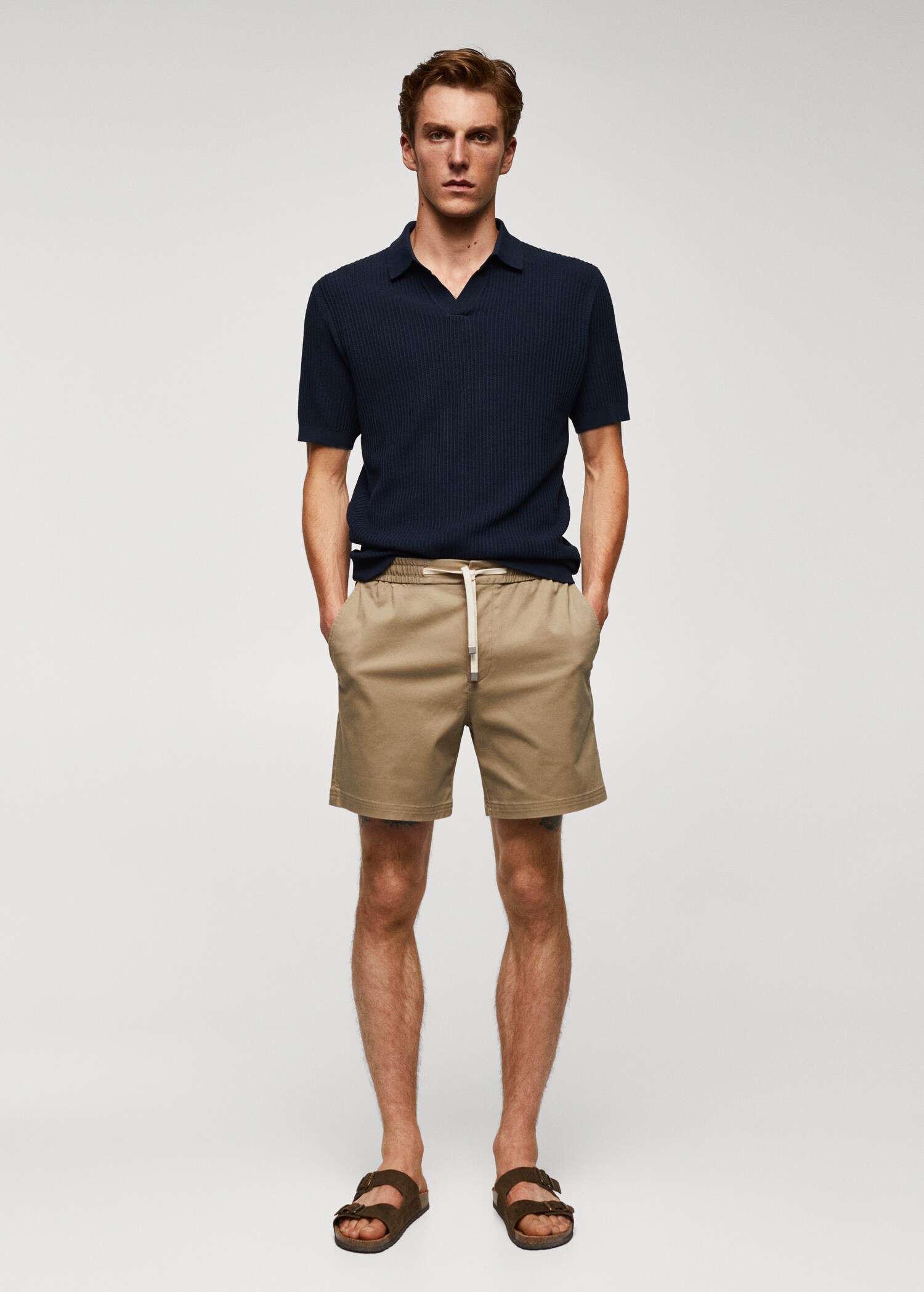 Cotton shorts with drawstring - General plane