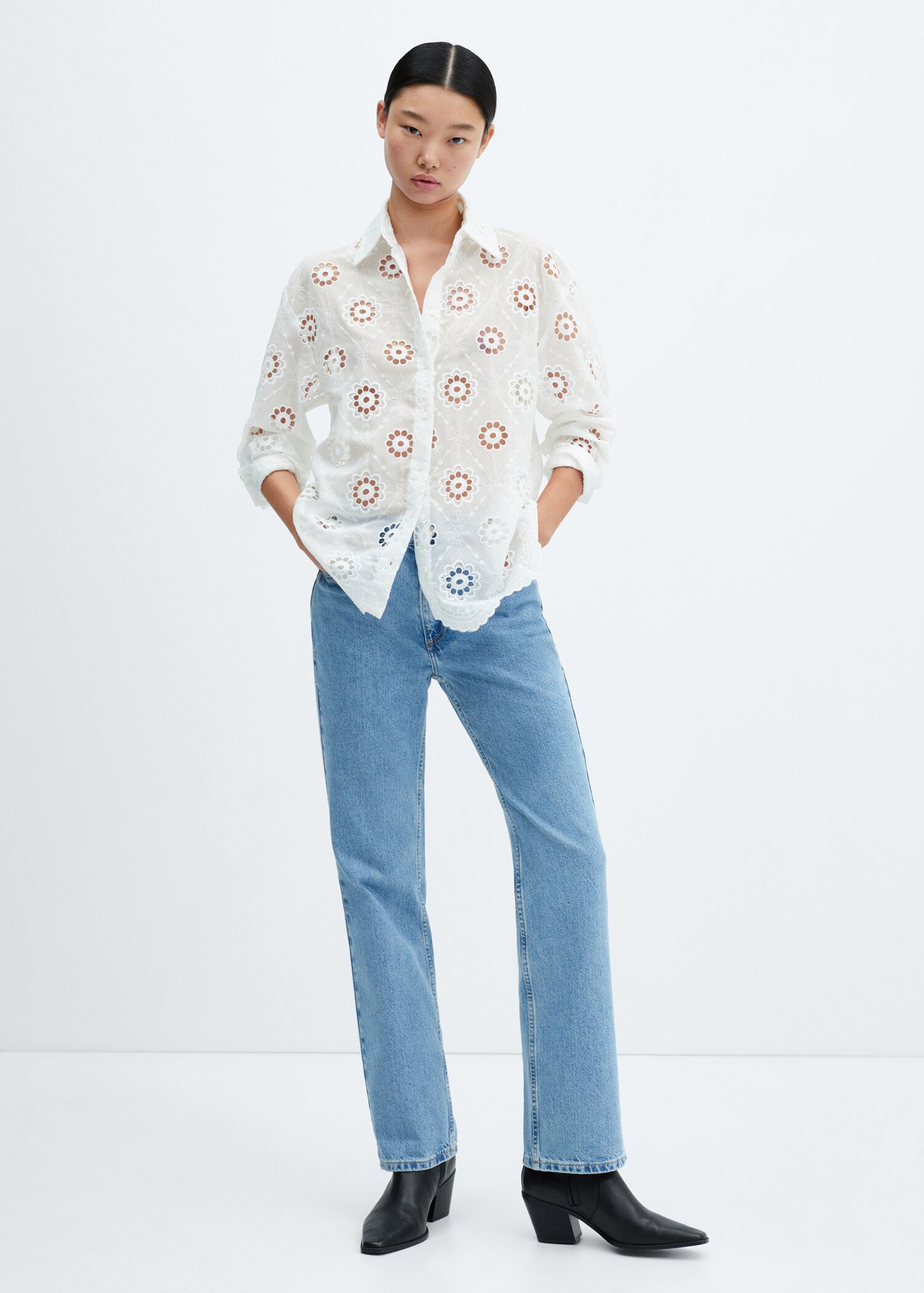 Embroidered openwork shirt - General plane