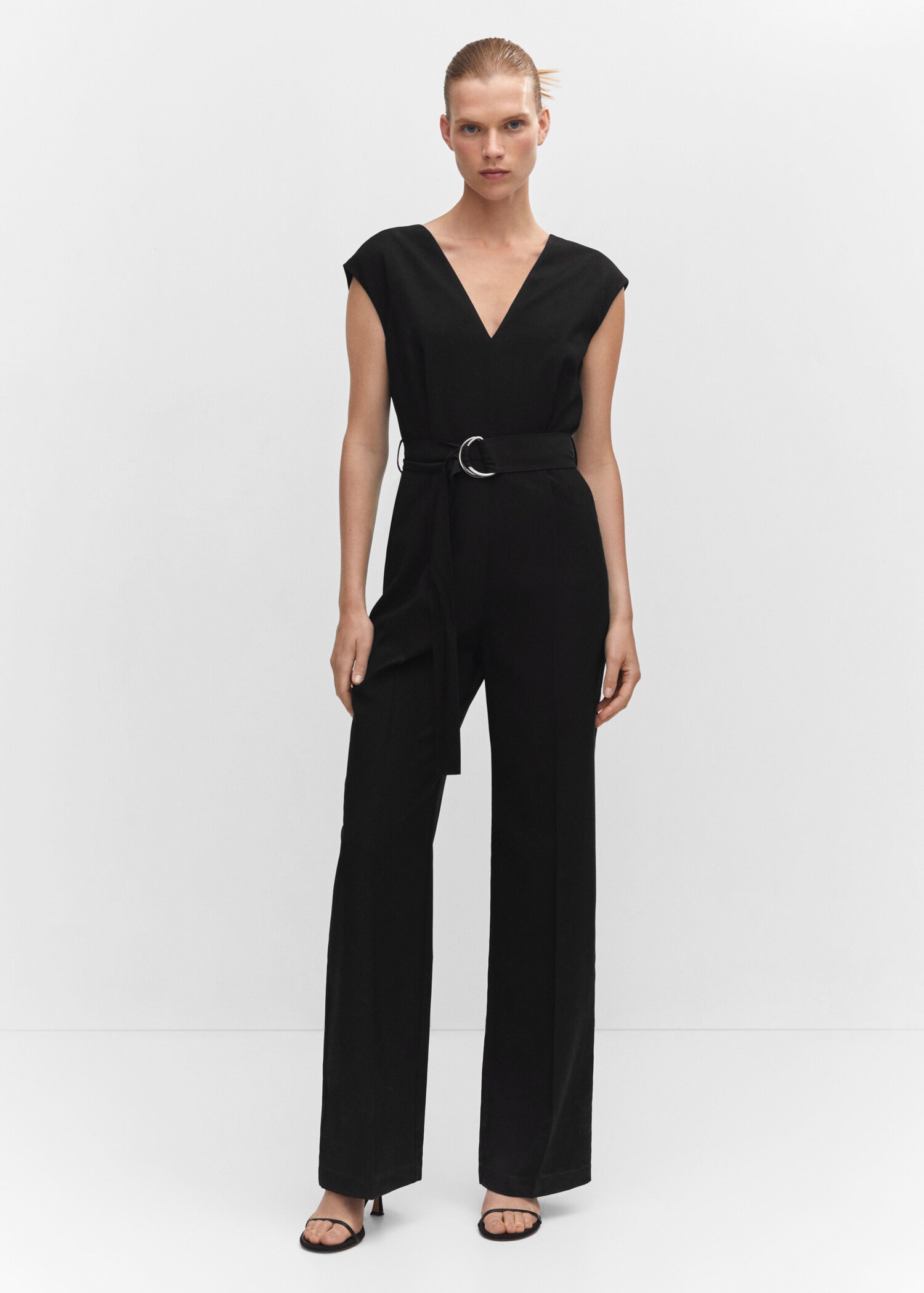 V-neck jumpsuit with belt - General plane